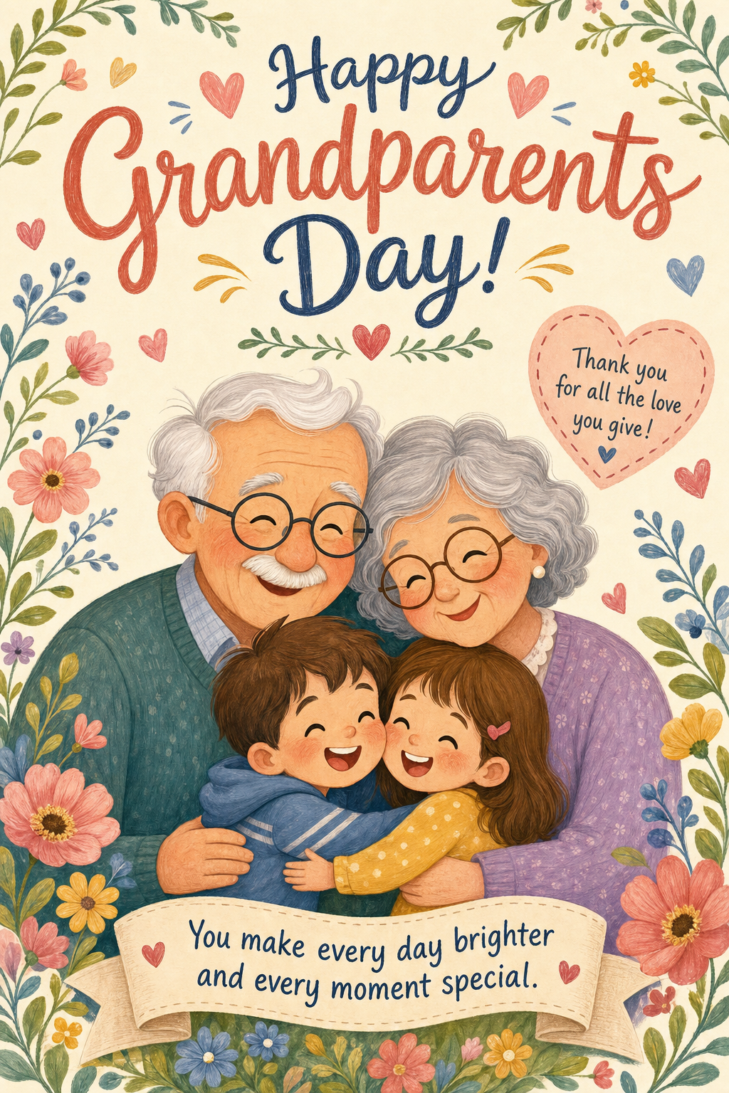 Grandparents Day Card — illustration style card design