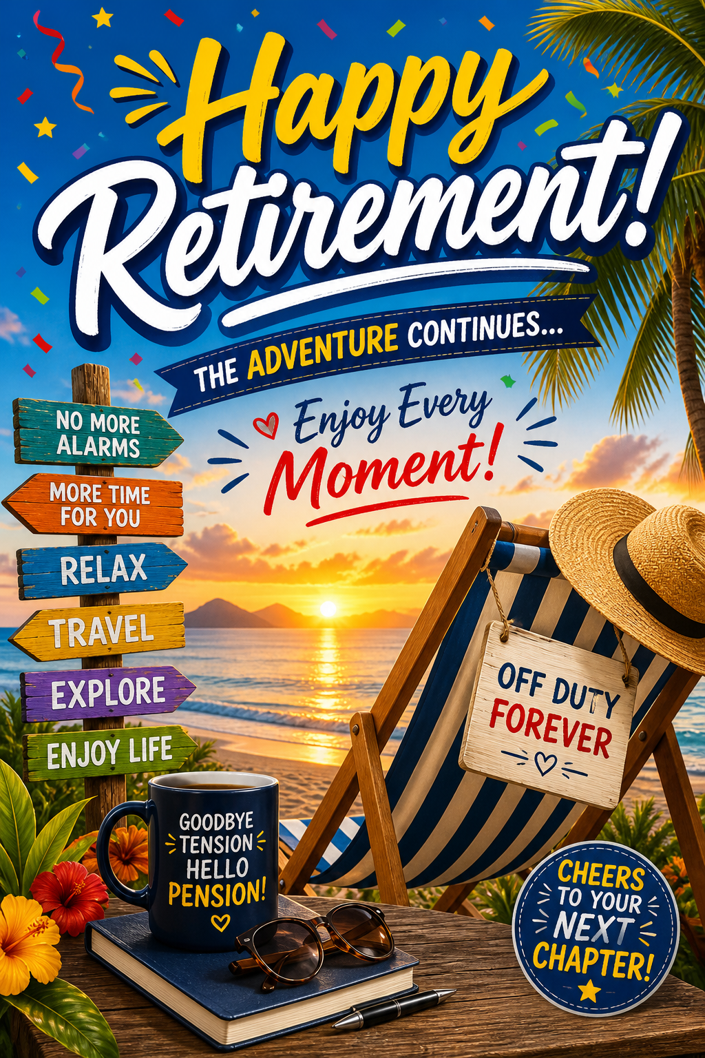 Happy Retirement Card — vibrant style card design