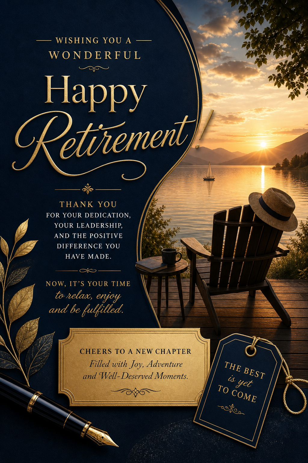 Happy Retirement Card — elegant style card design