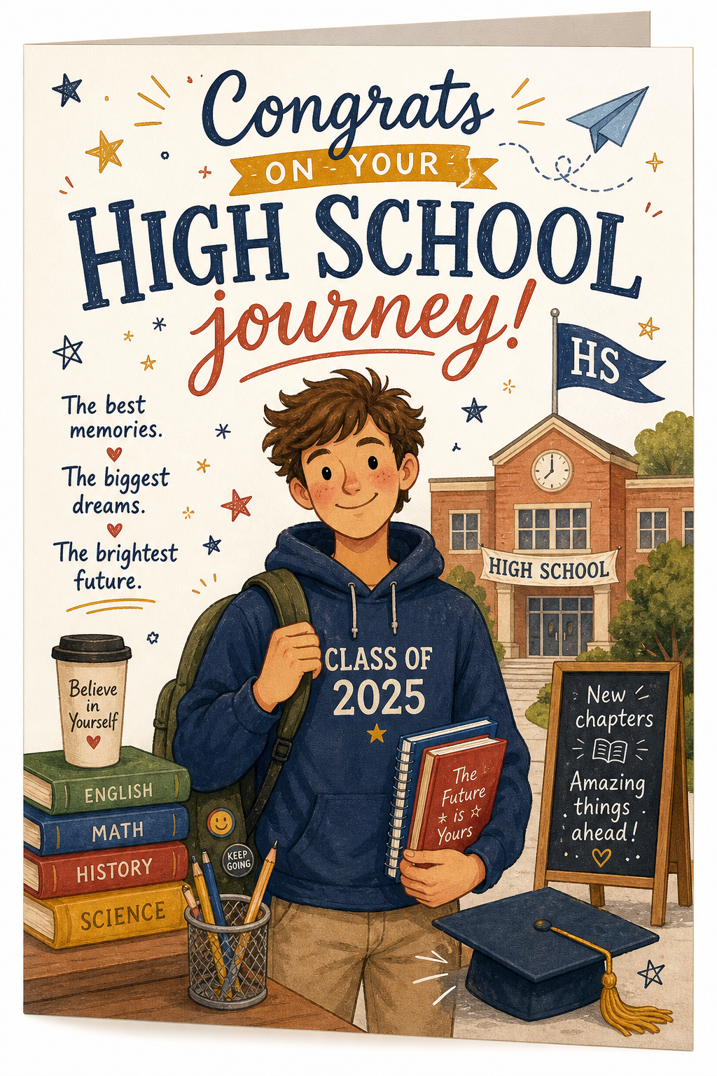 High School Card — illustration style card design