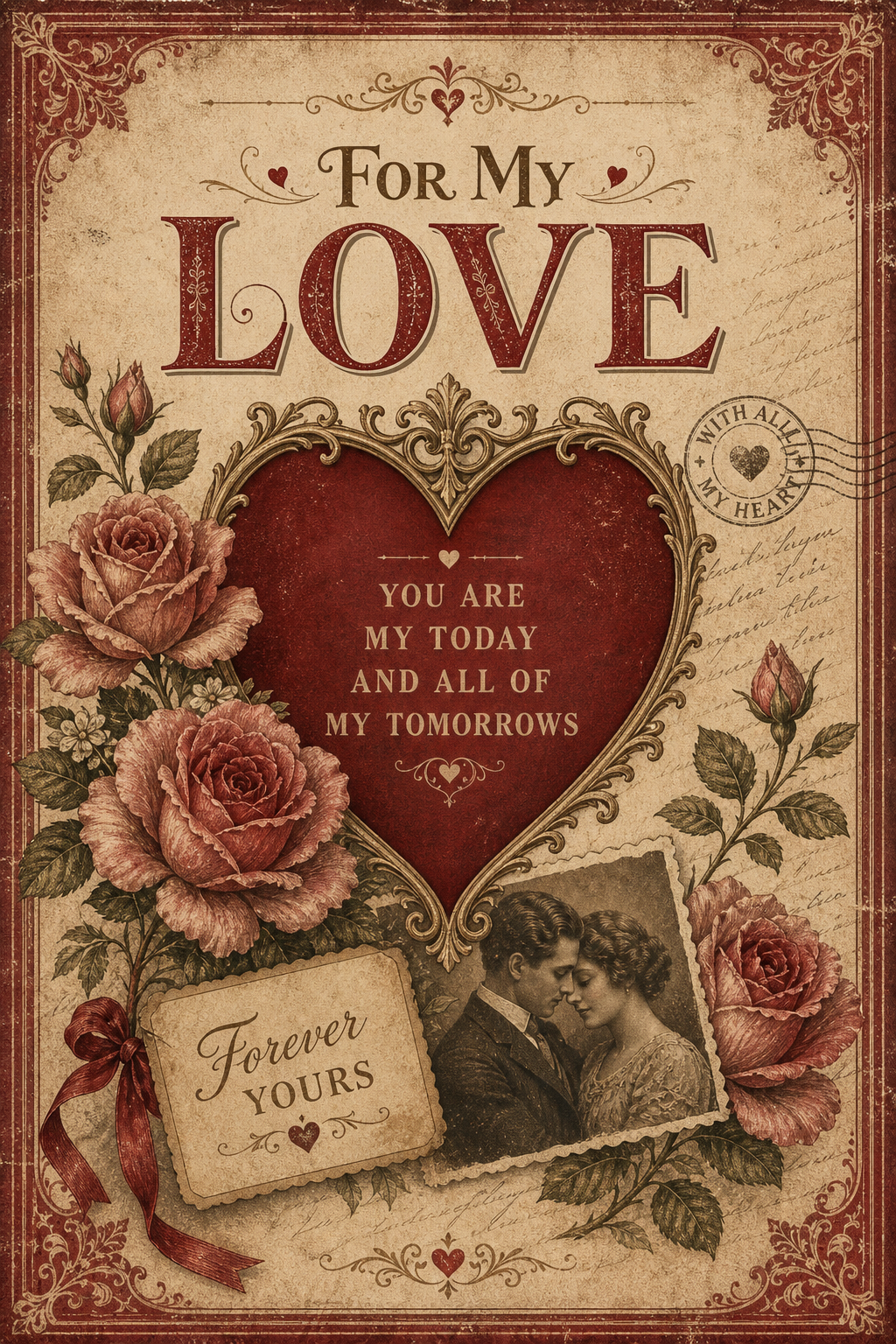Love Card — vintage style card design