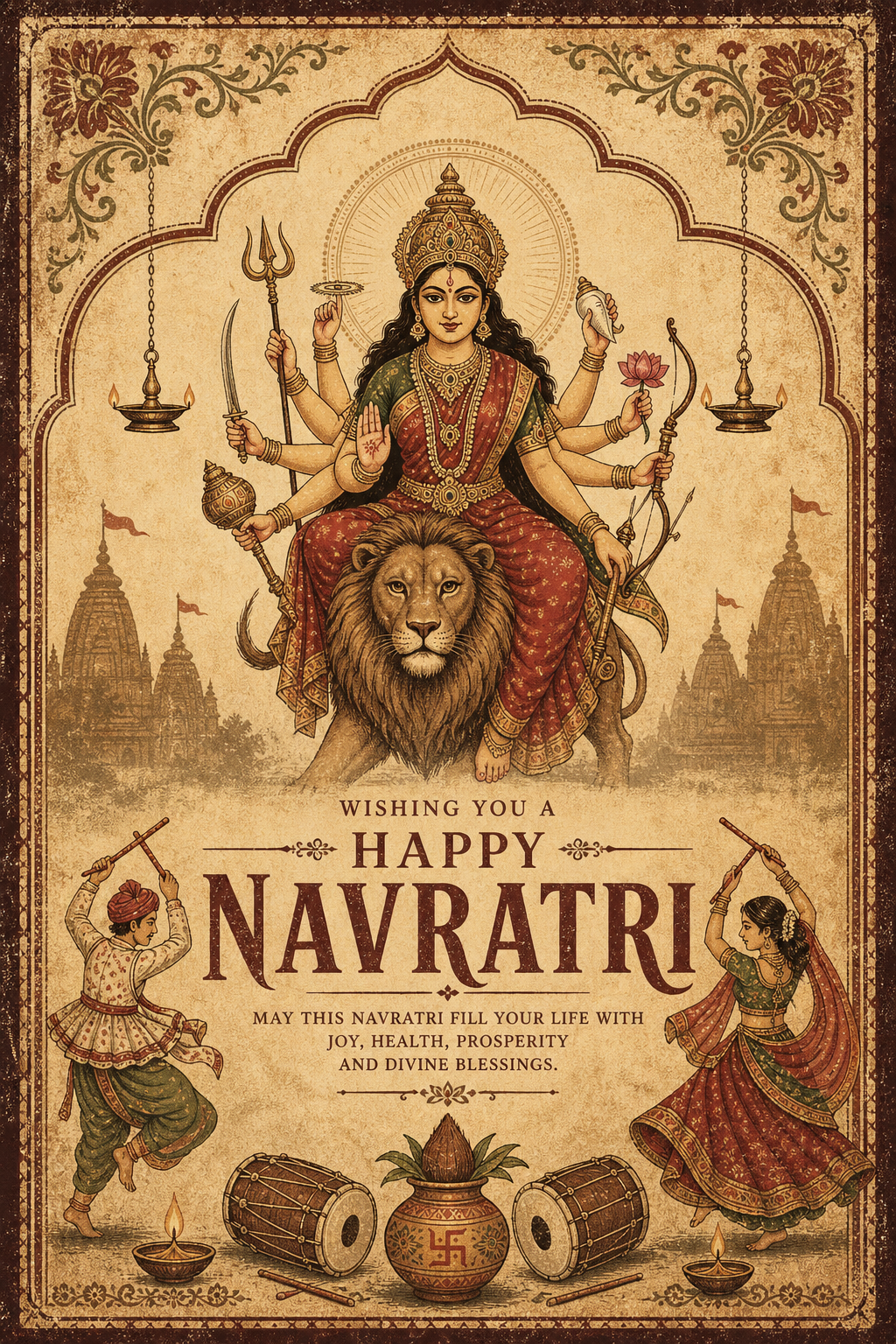 Navratri Card — vintage style card design