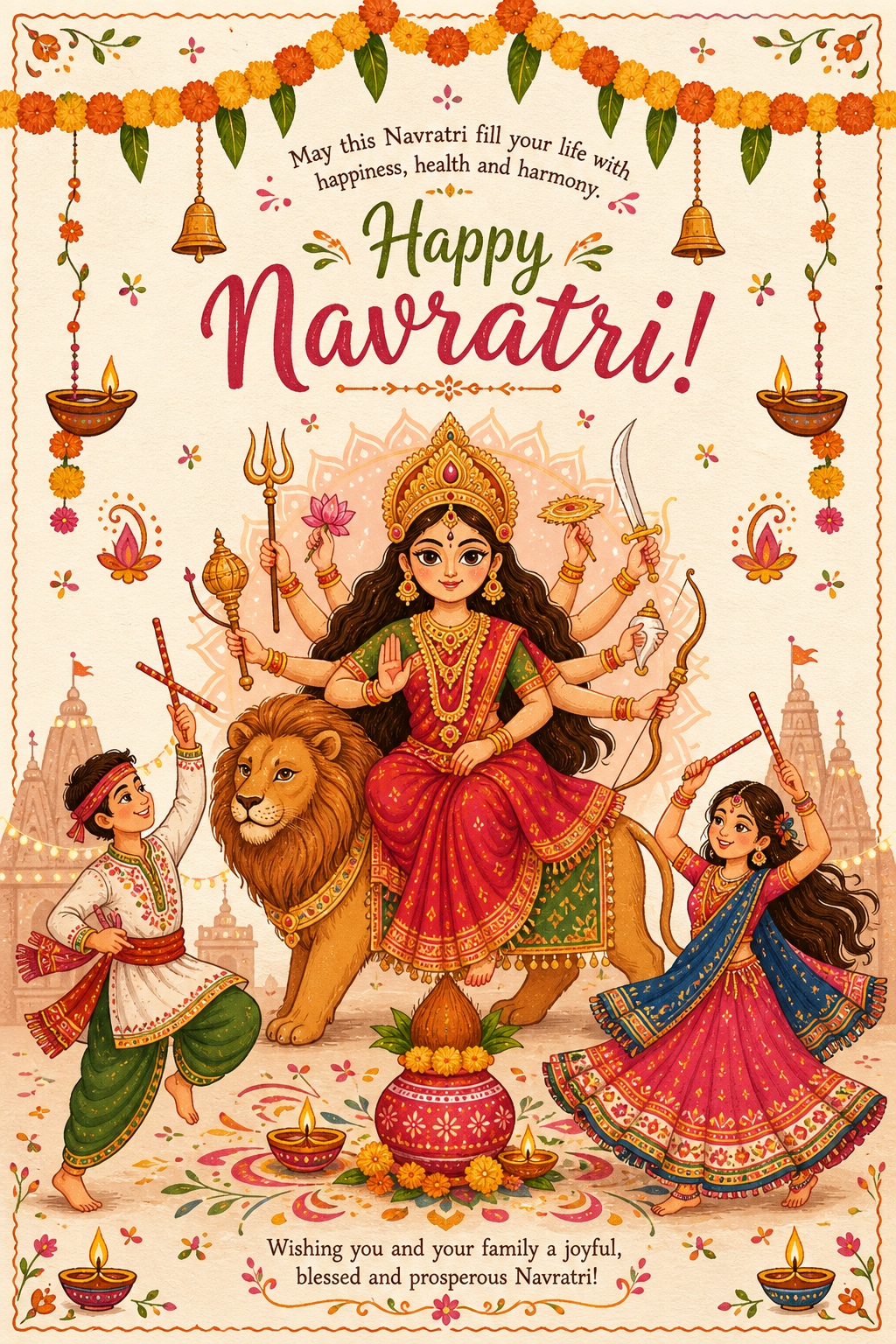 Navratri Card — illustration style card design