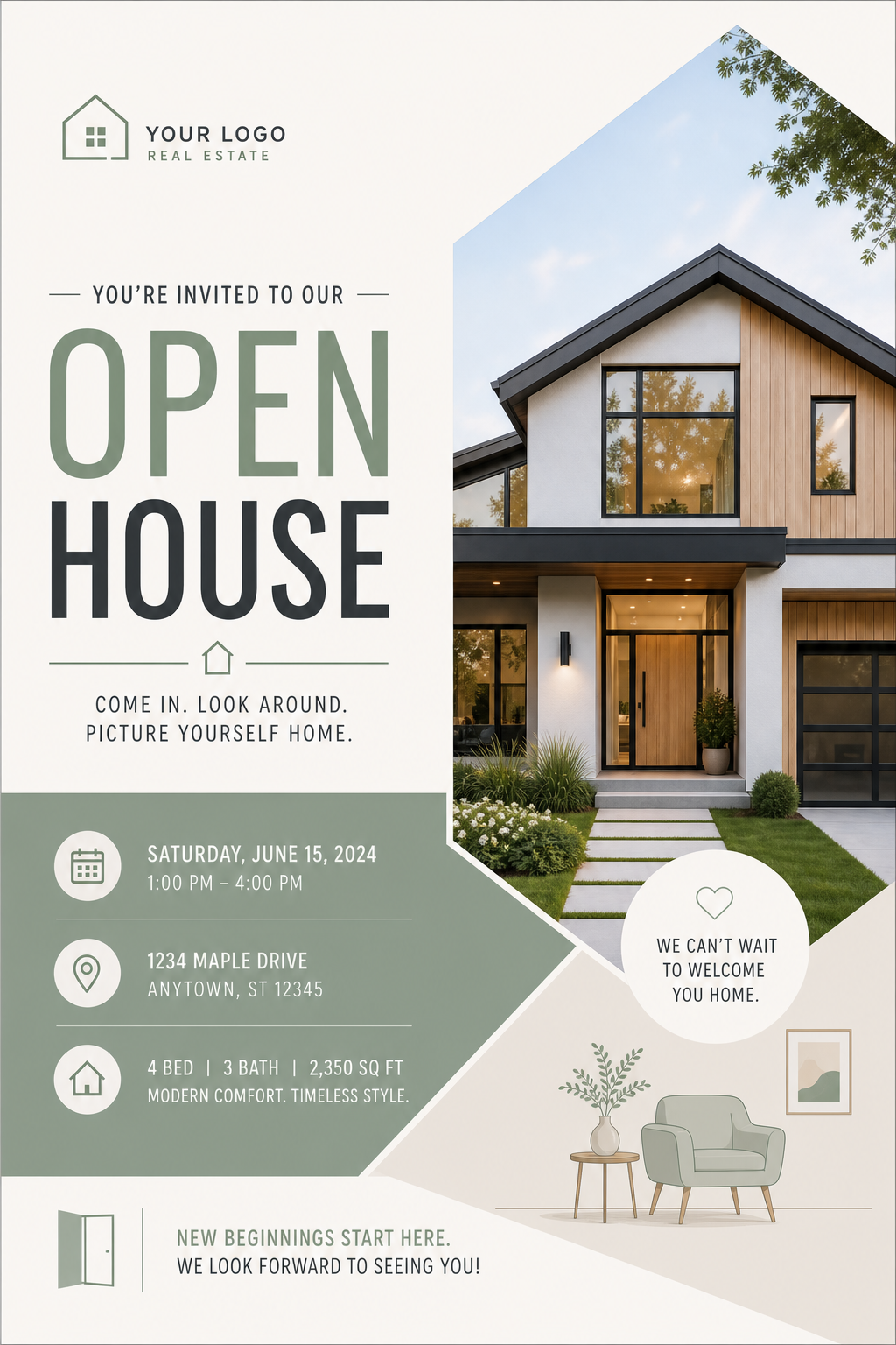 Open House Card — modern style card design