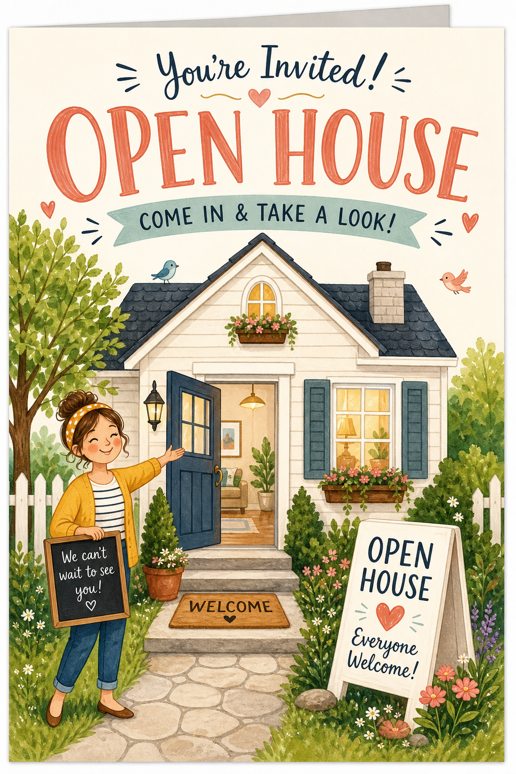 Open House Card — illustration style card design