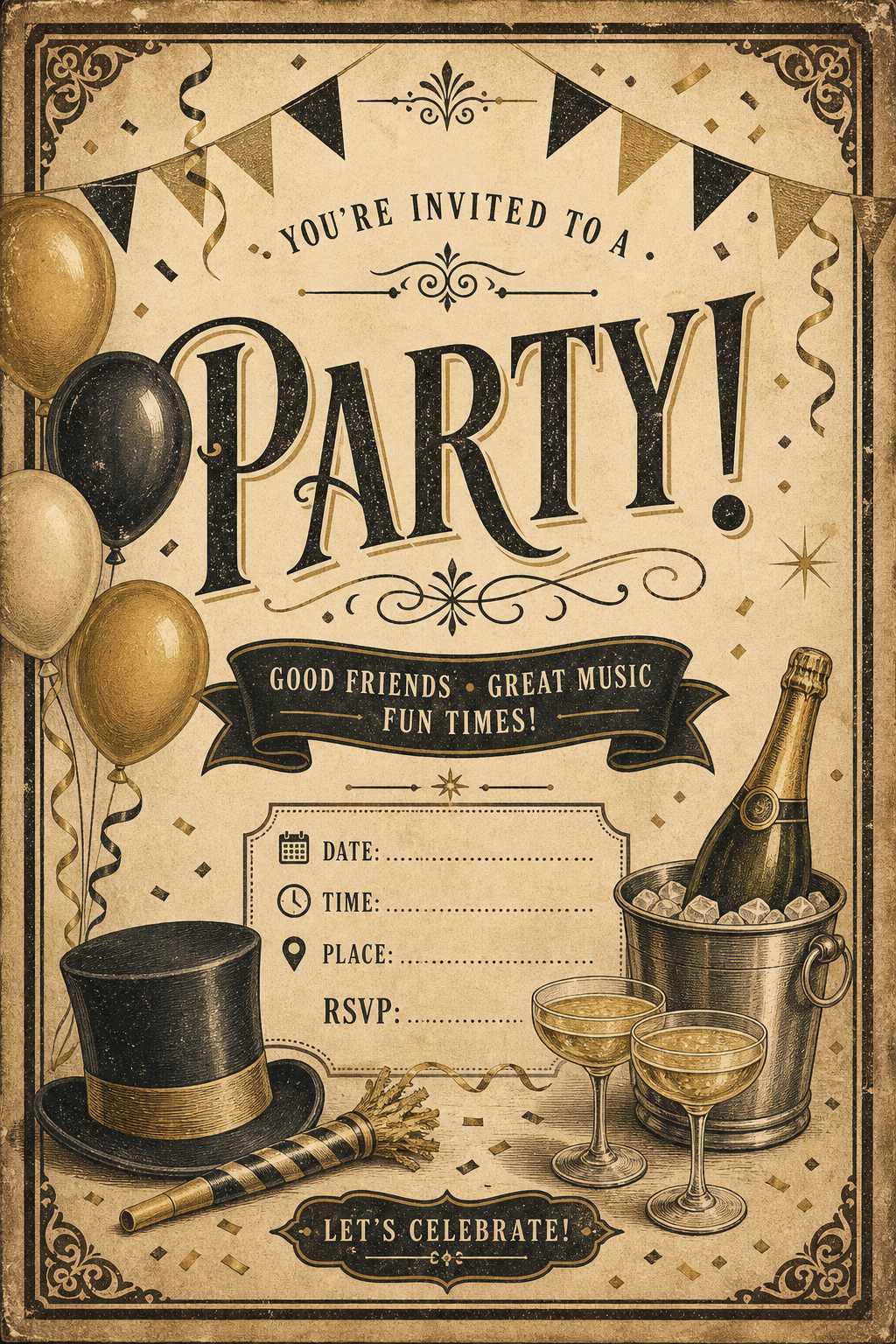 Party Card — vintage style card design