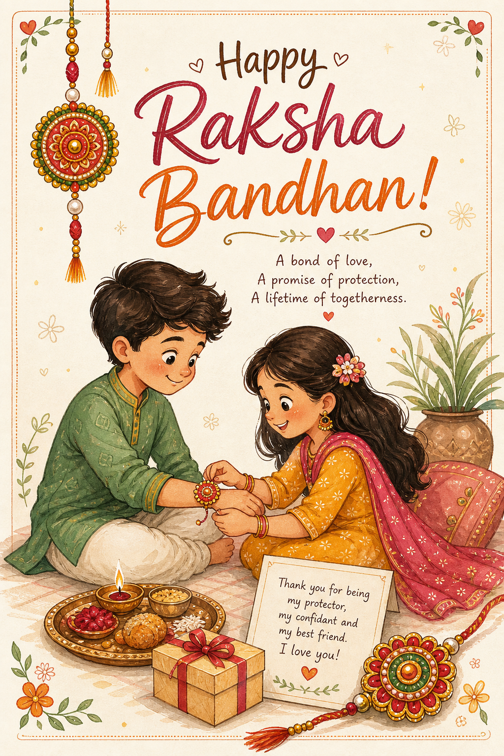 Raksha Bandhan Card — illustration style card design
