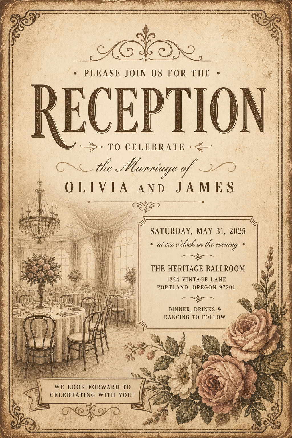 Reception Card — vintage style card design