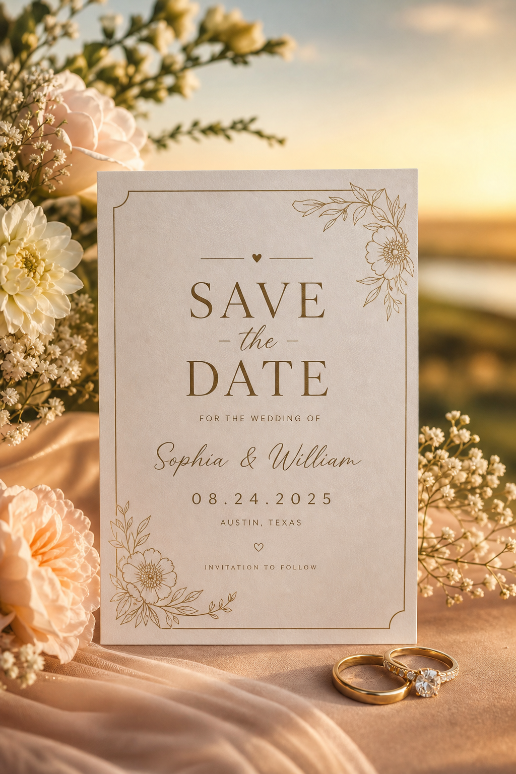 Save The Date Card — photo-realistic style card design