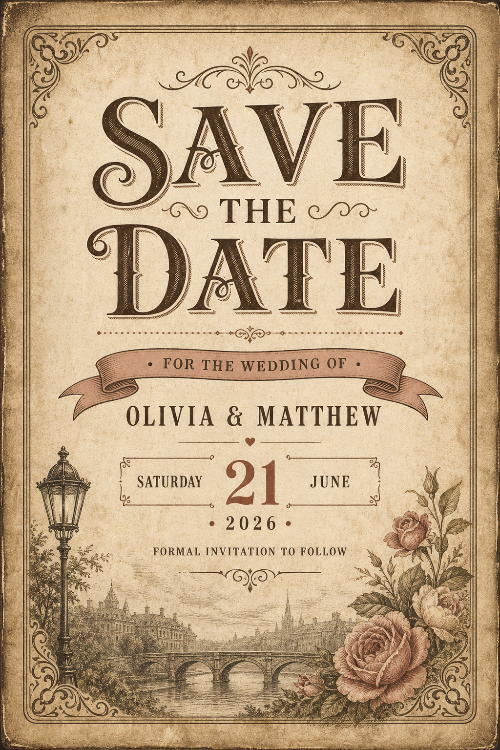 Save The Date Card — vintage style card design