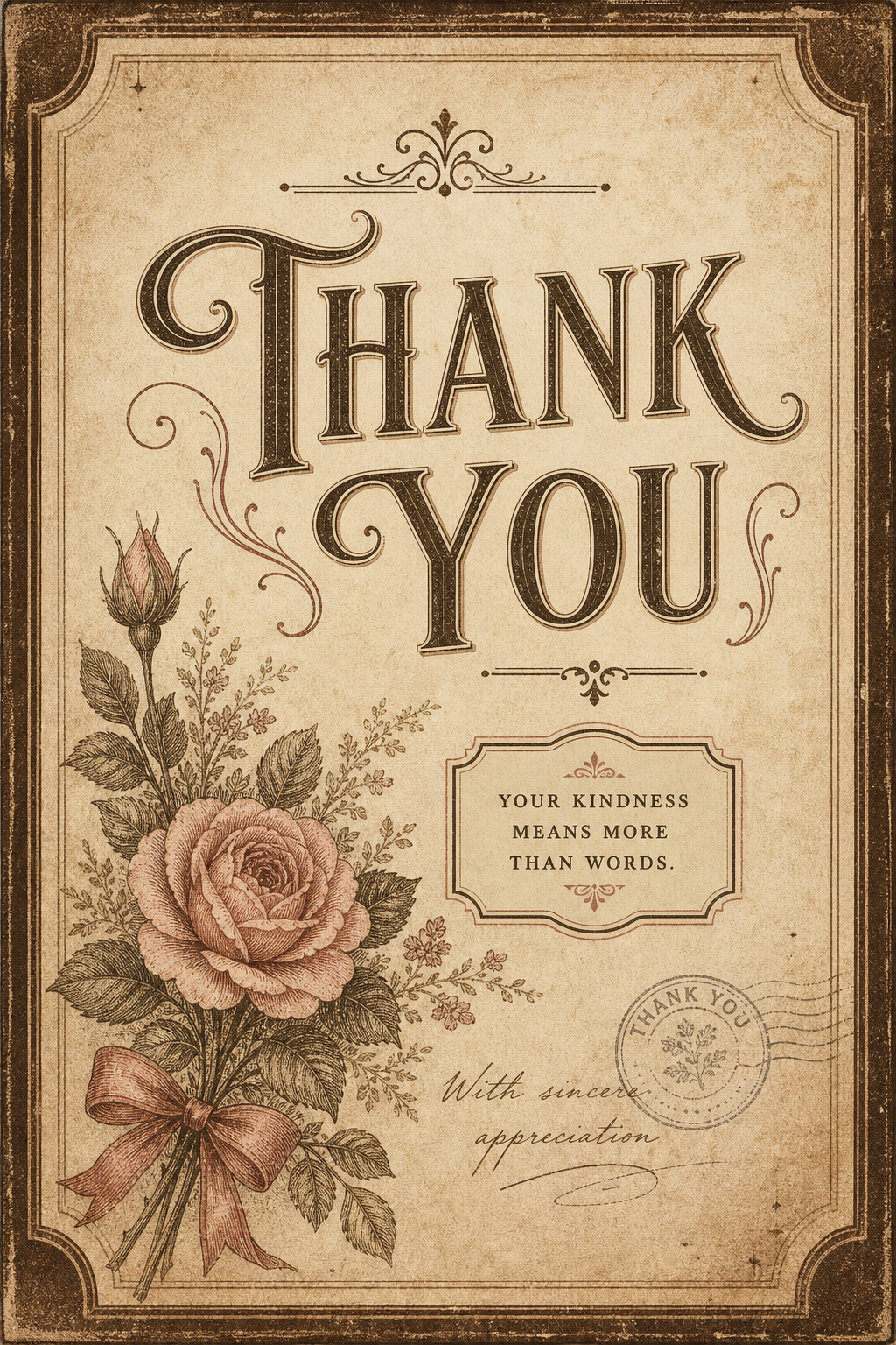 Thank You Card — vintage style card design