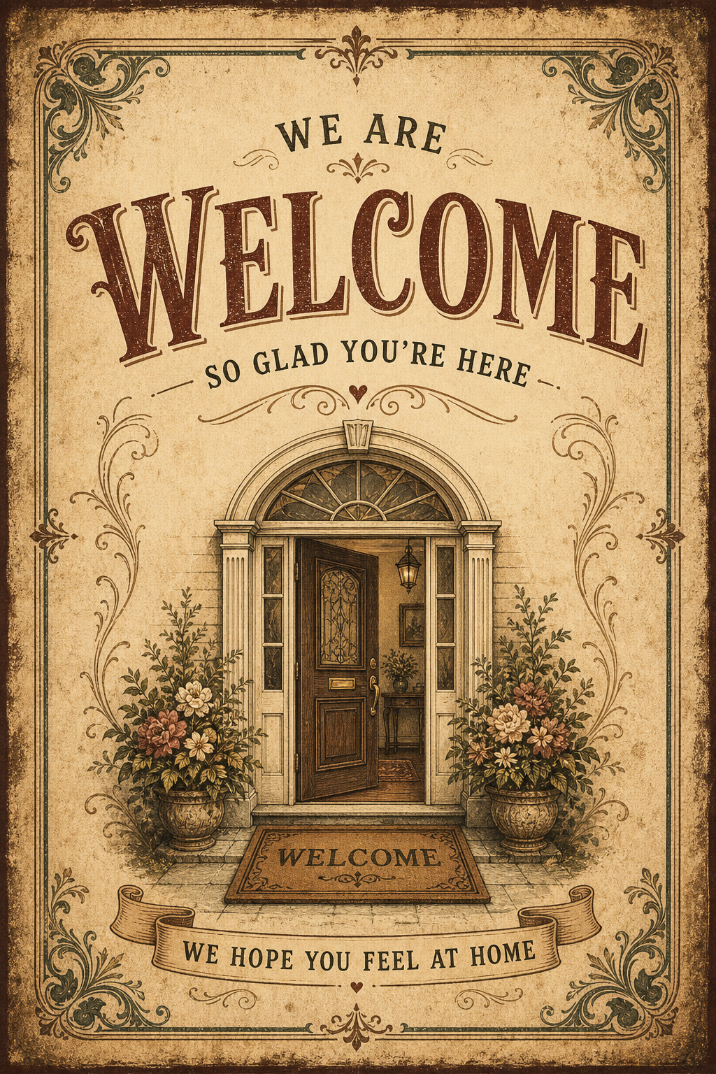 Welcome Card — vintage style card design