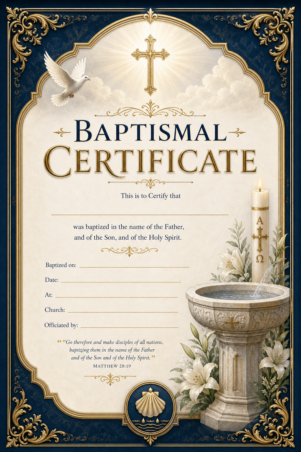 Baptismal Certificate — elegant style certificate
