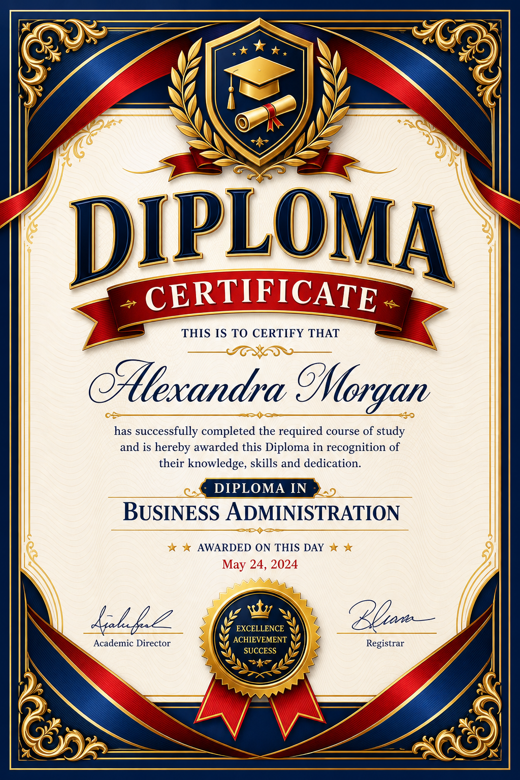 Diploma Certificate — vibrant style certificate