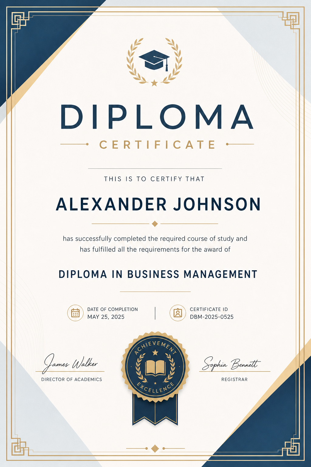 Diploma Certificate — modern style certificate