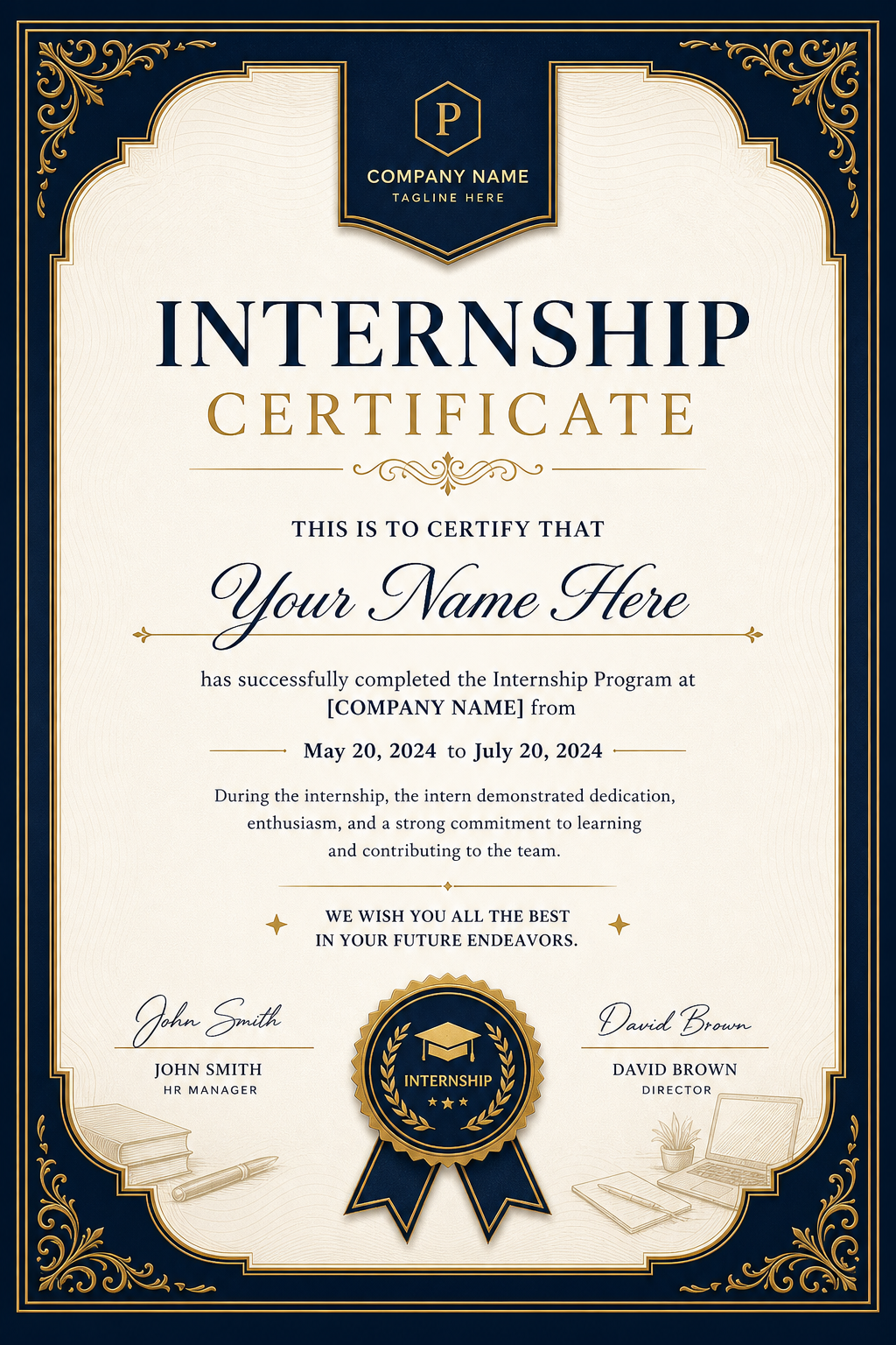Internship Certificate — elegant style certificate