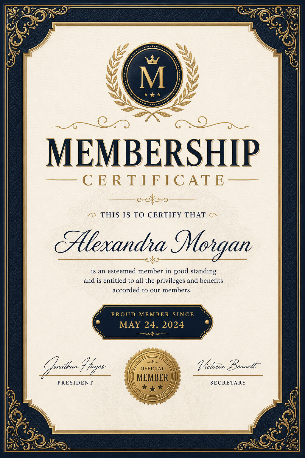 Membership Certificate — elegant style certificate