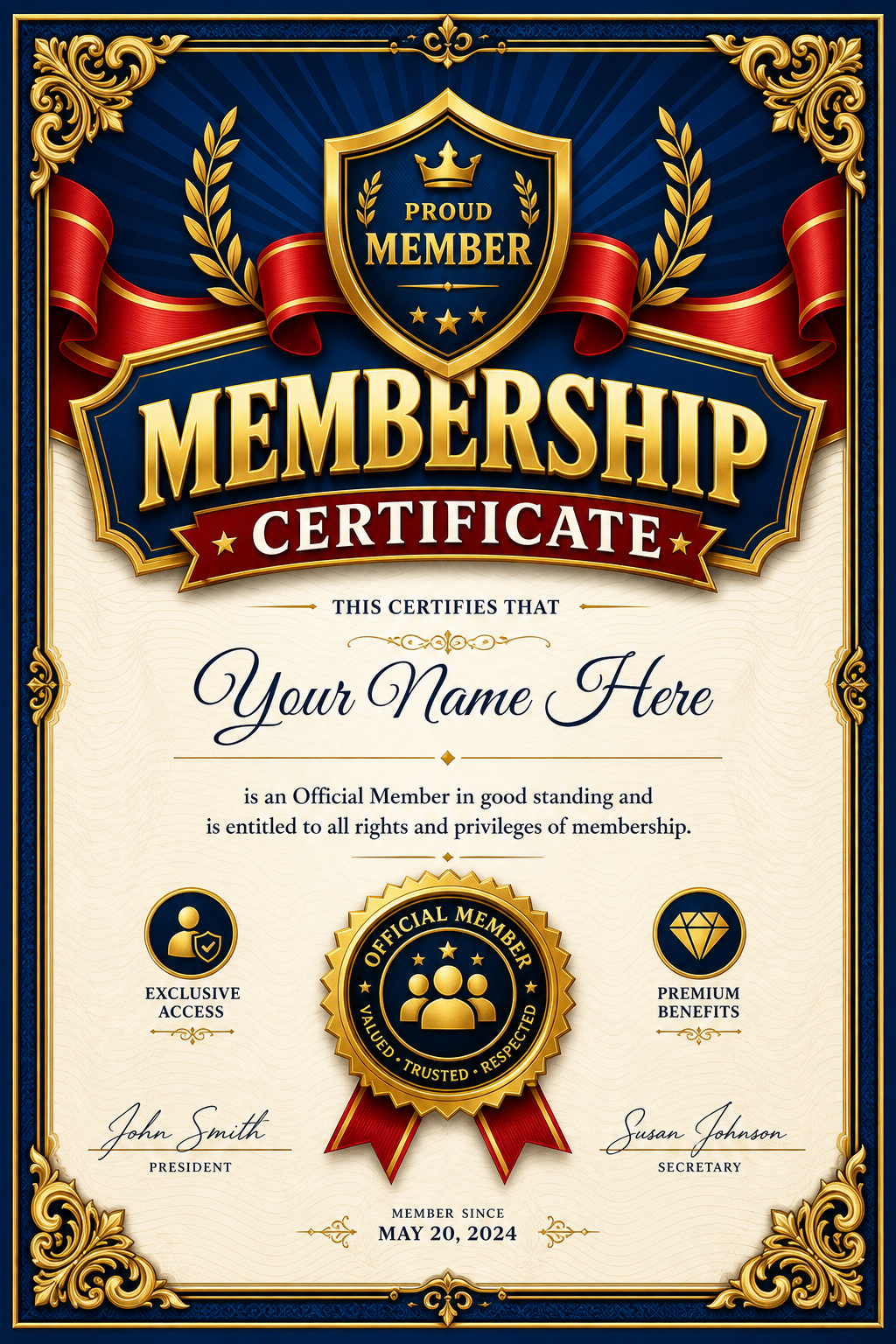 Membership Certificate — vibrant style certificate
