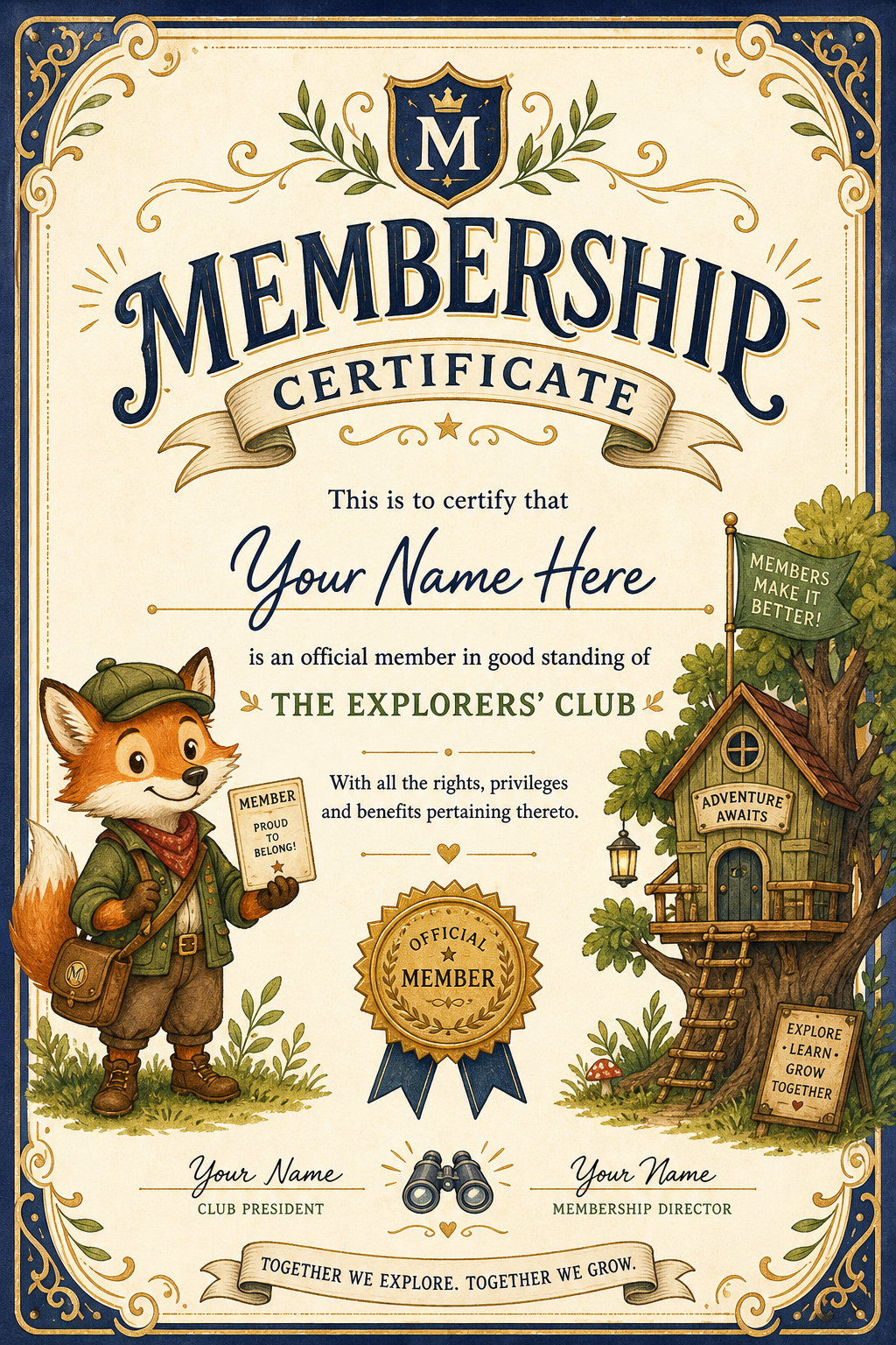 Membership Certificate — illustration style certificate