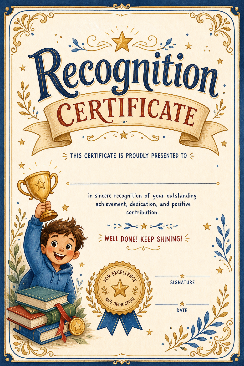 Recognition Certificate — illustration style certificate