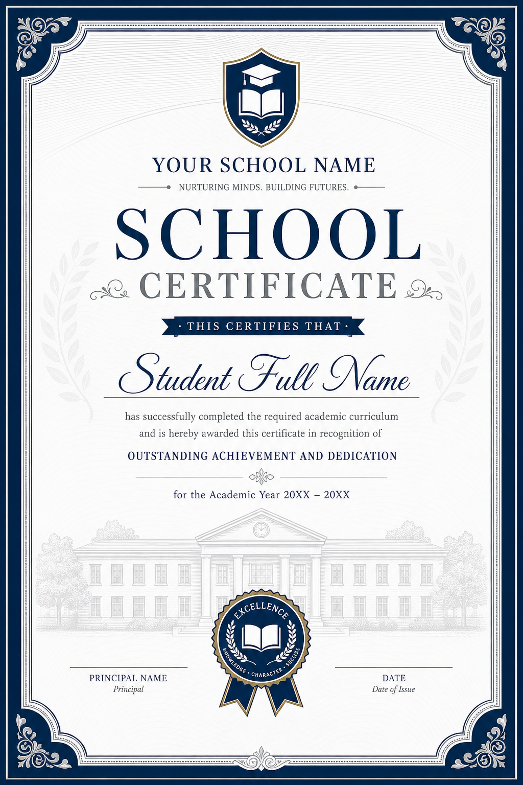 School Certificate — corporate style certificate