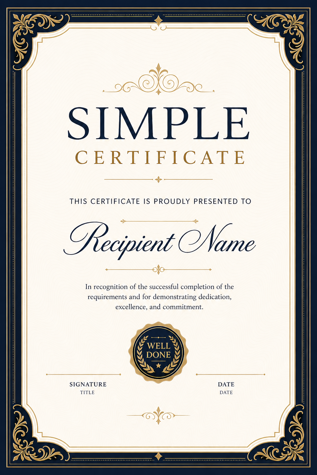 Simple Certificate — elegant style certificate