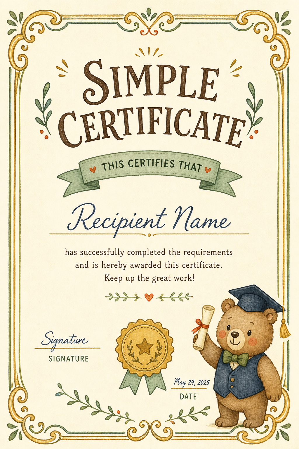 Simple Certificate — illustration style certificate