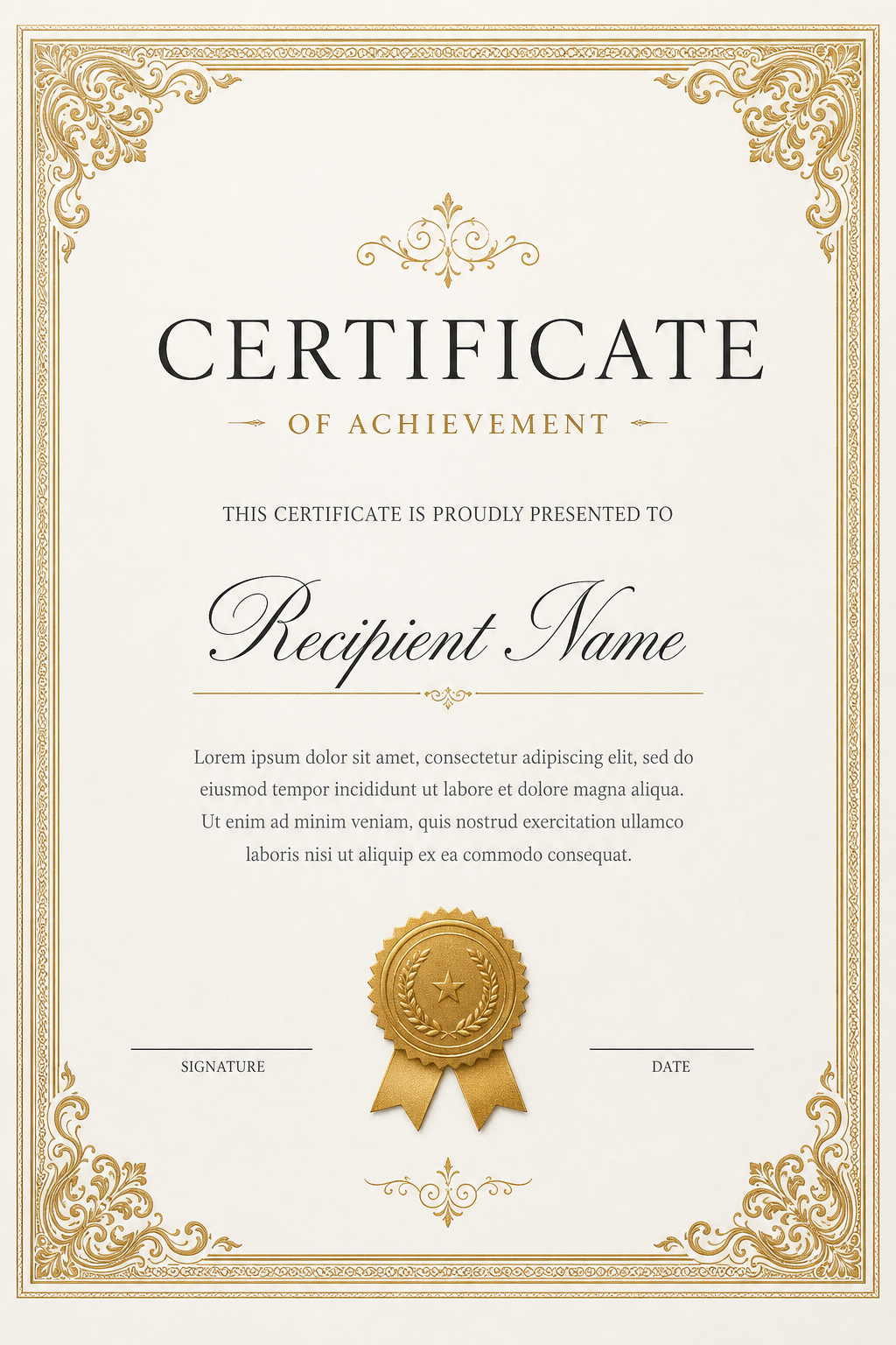 Simple Certificate — photo-realistic style certificate