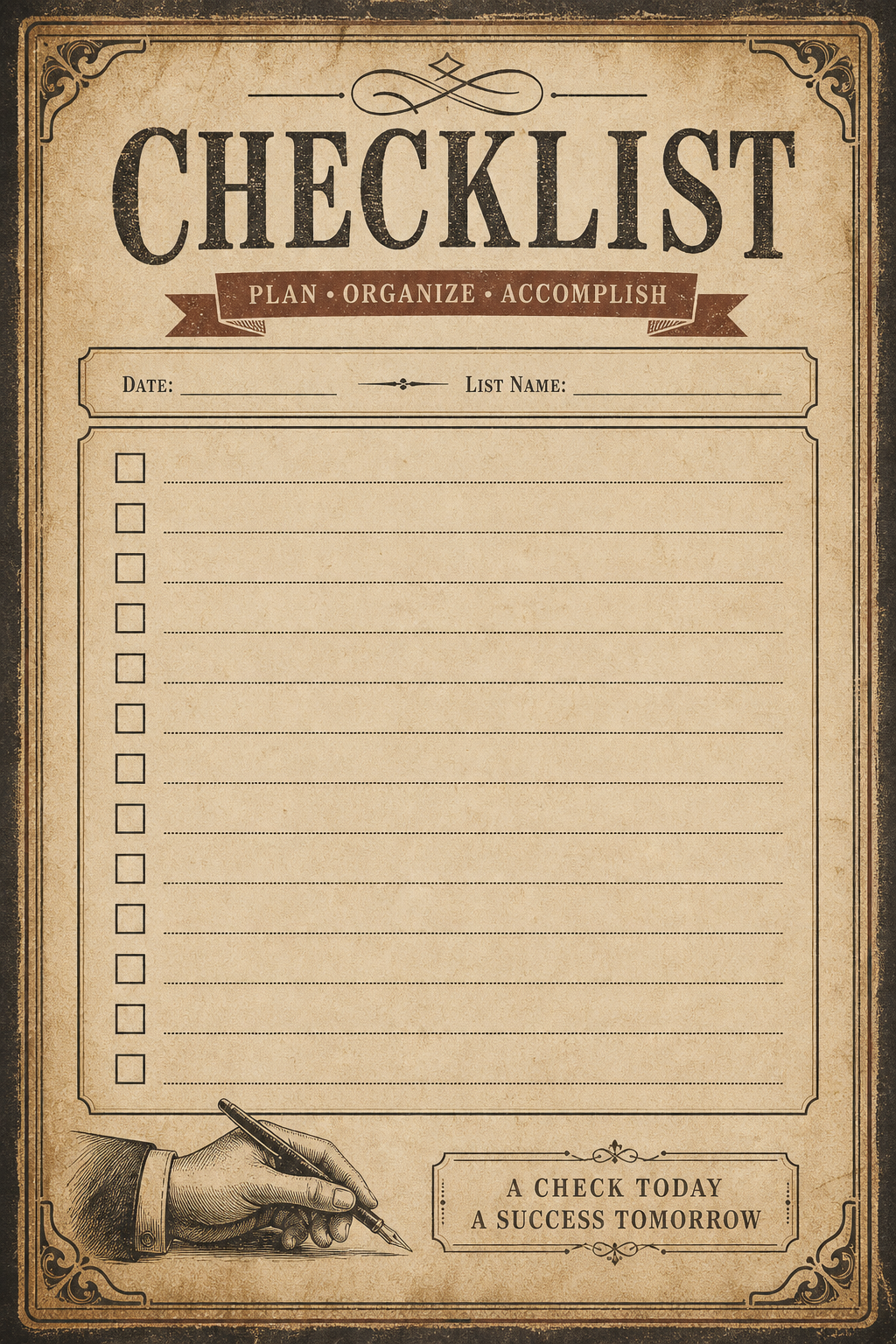 Checklist — vintage style checklist