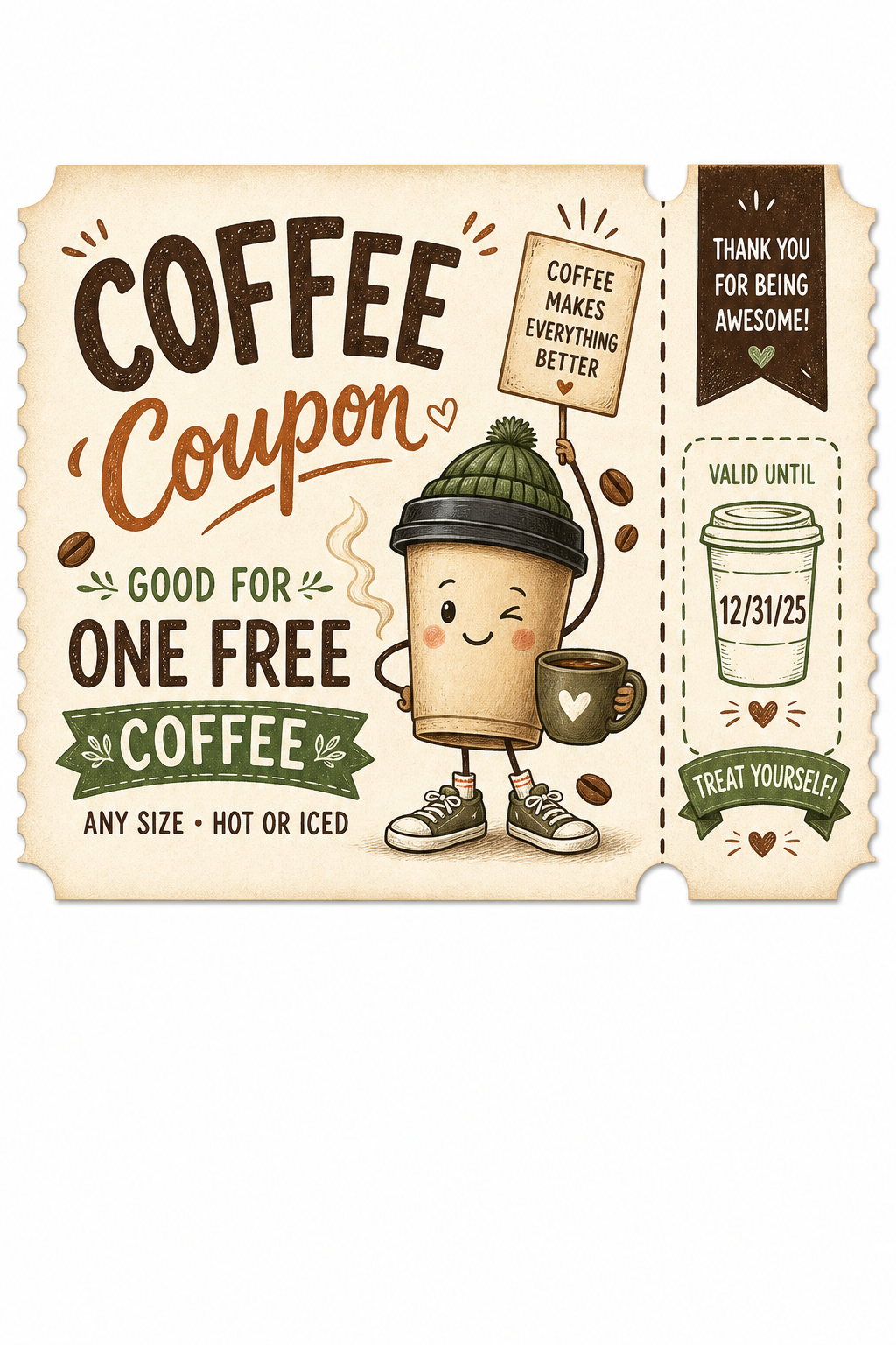 Coffee Coupon — illustration style coupon