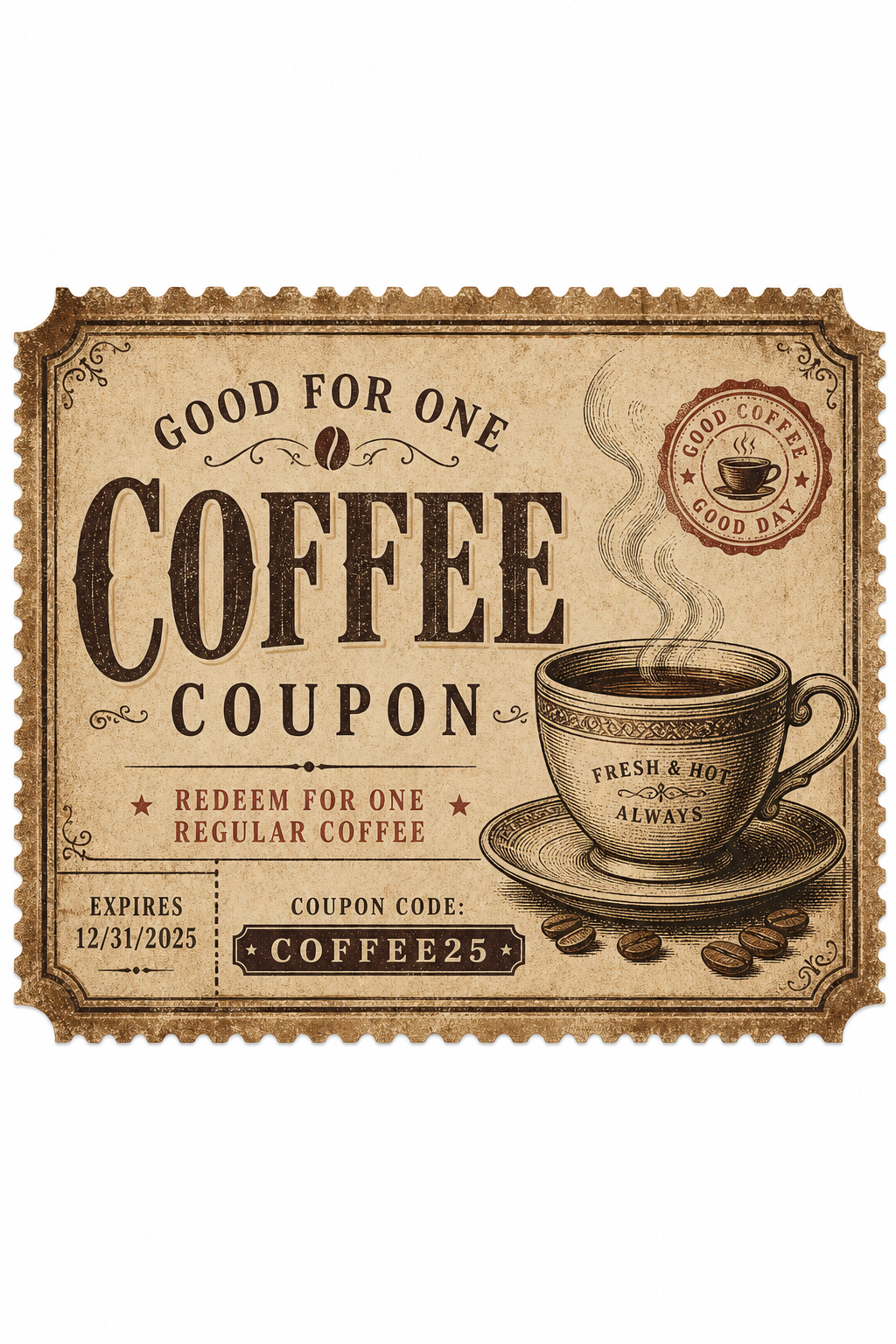 Coffee Coupon — vintage style coupon