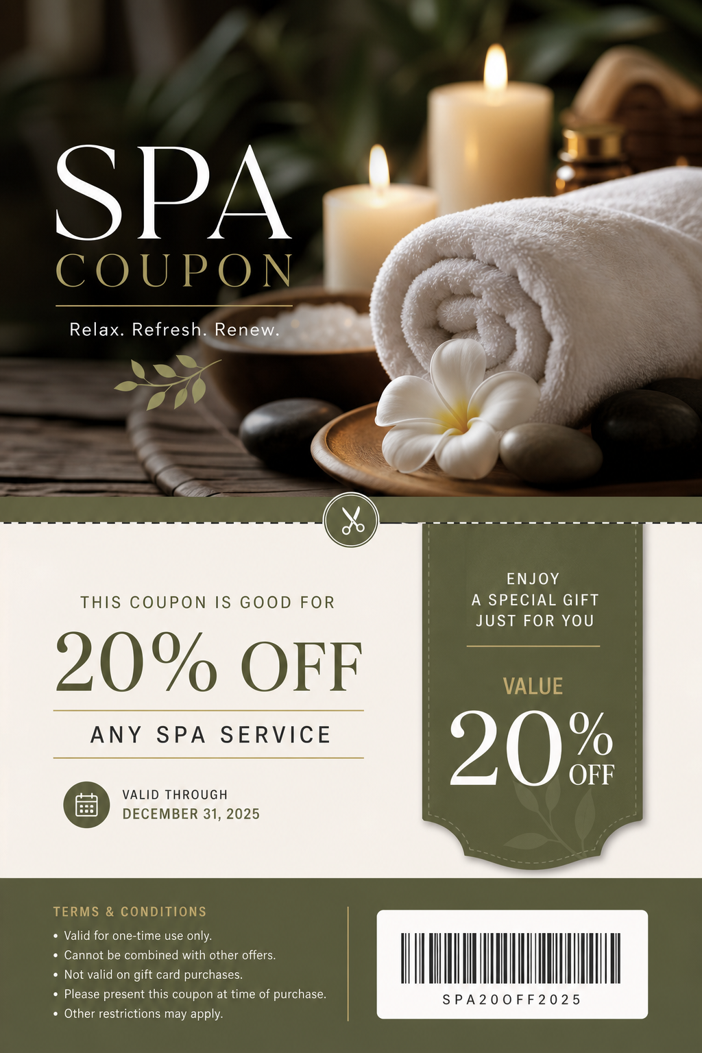 Spa Coupon — photo-realistic style coupon
