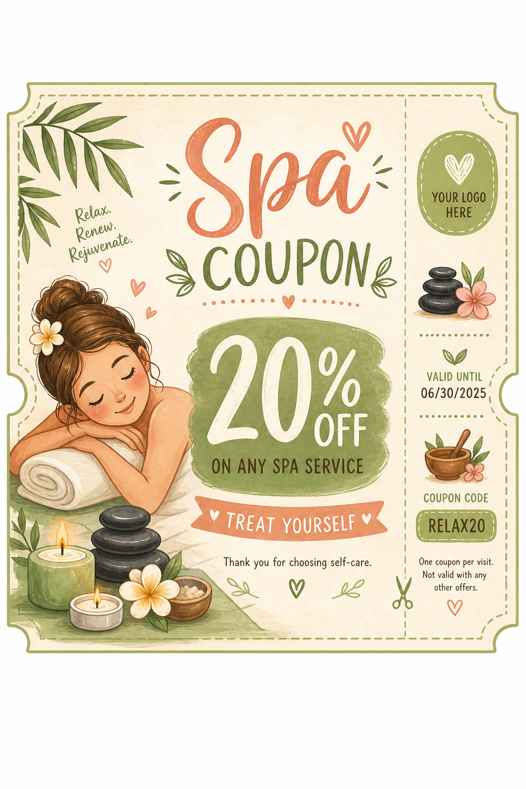 Spa Coupon — illustration style coupon