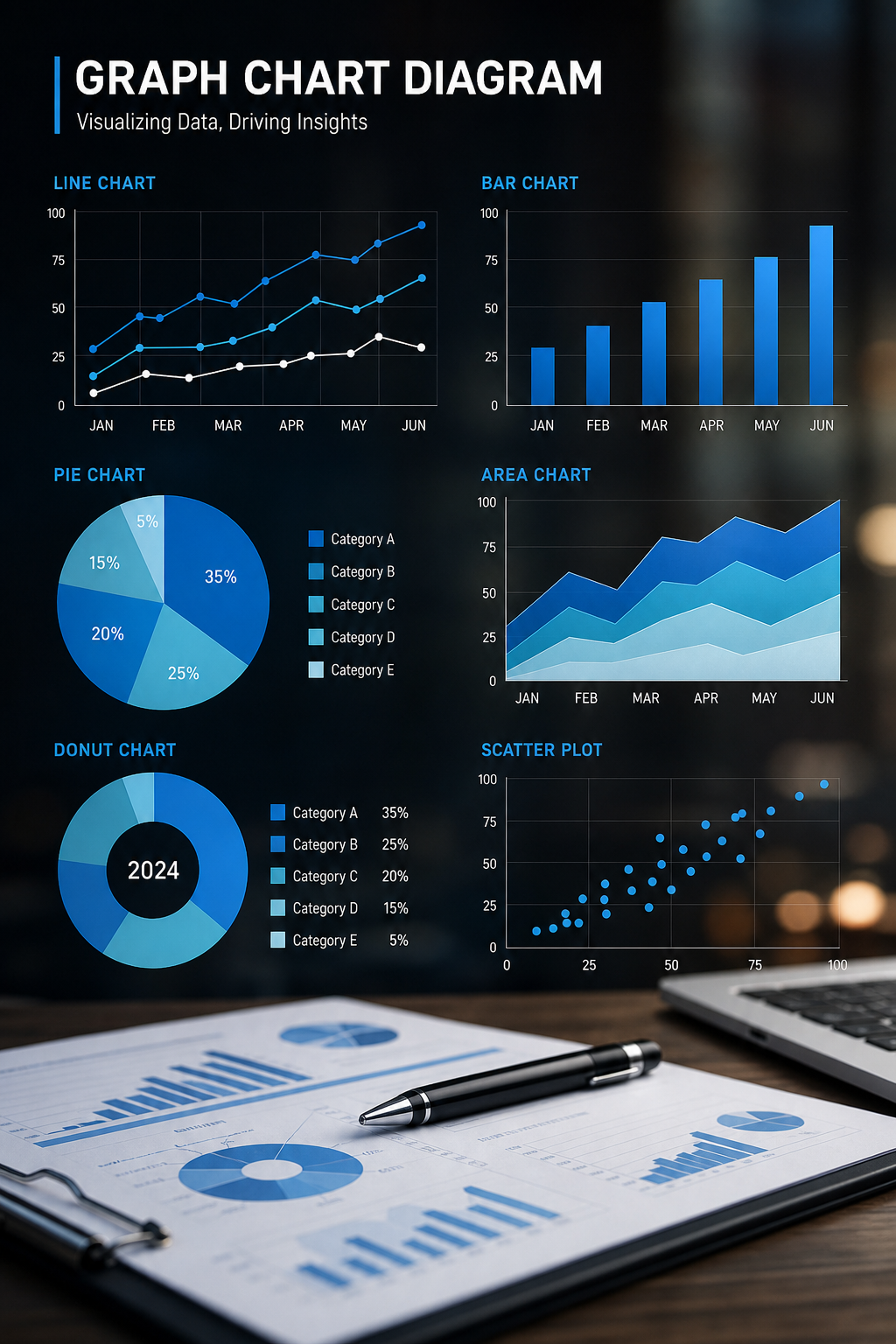Graph Chart Diagram — photo-realistic style diagram