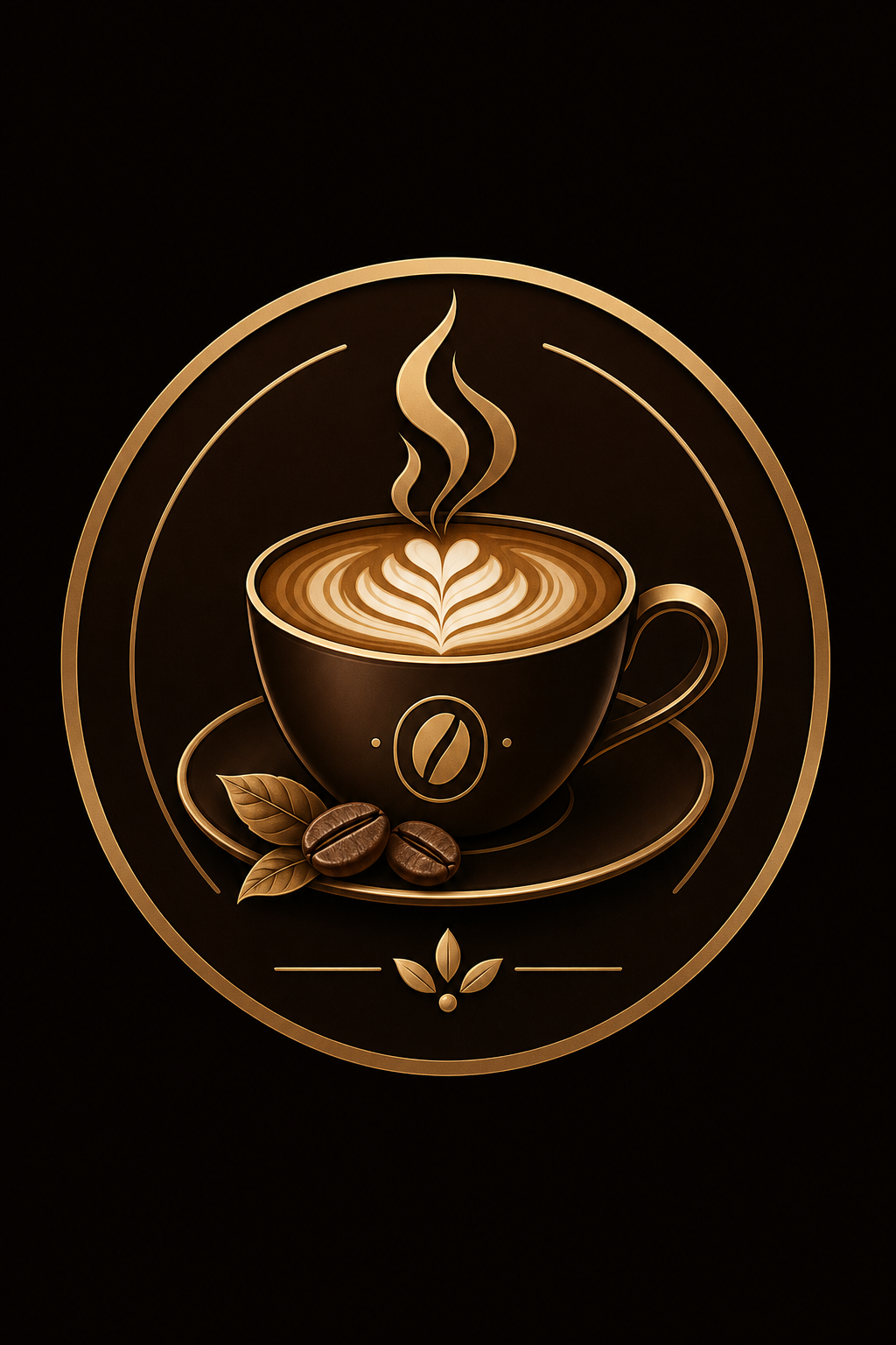 Cafe Logo — elegant style favicon design, featuring coffee cup with steam, beans, latte art, warm browns, cozy atmosphere