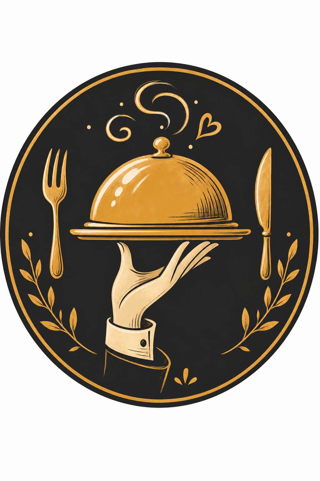 Restaurant Favicon — illustration style favicon design, featuring culinary imagery, fine dining, elegant typography, warm gold tones