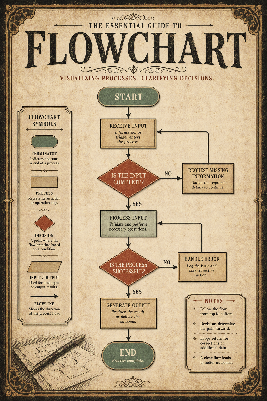 Flowchart — vintage style flowchart