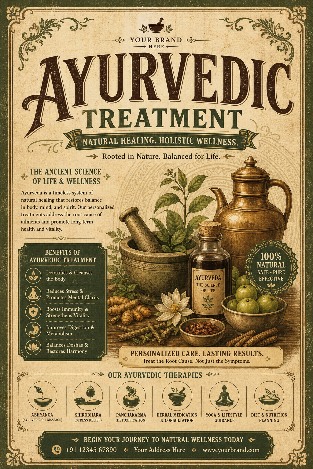 Ayurvedic Treatment Flyer — vintage style flyer