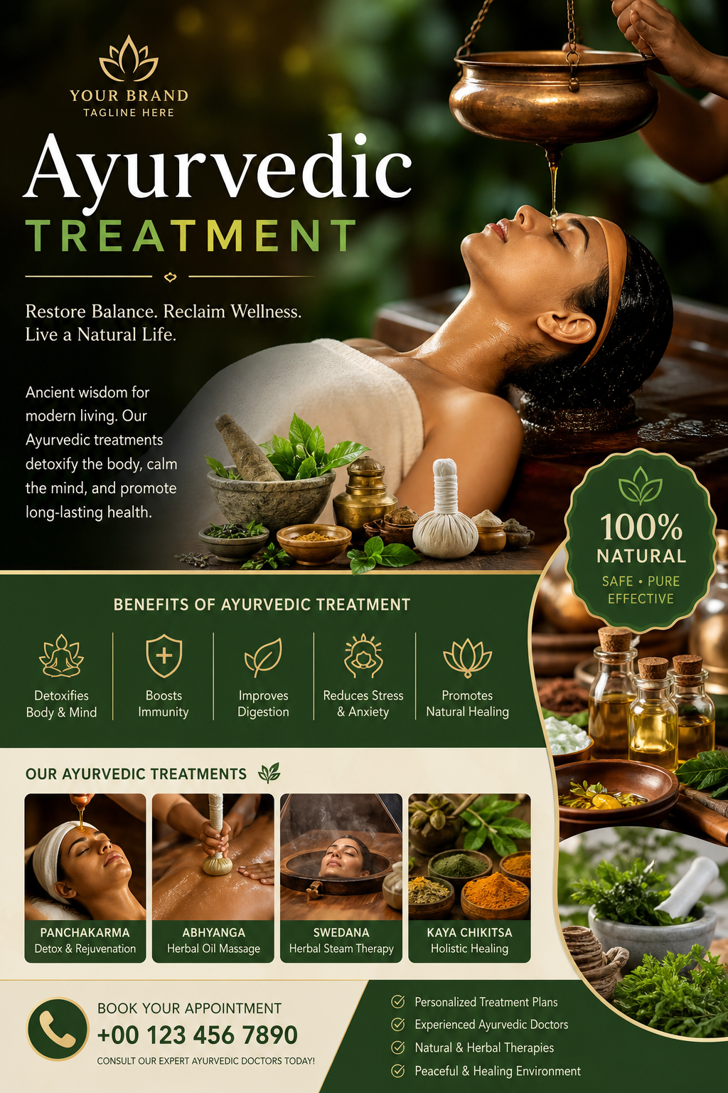 Ayurvedic Treatment Flyer — photo-realistic style flyer