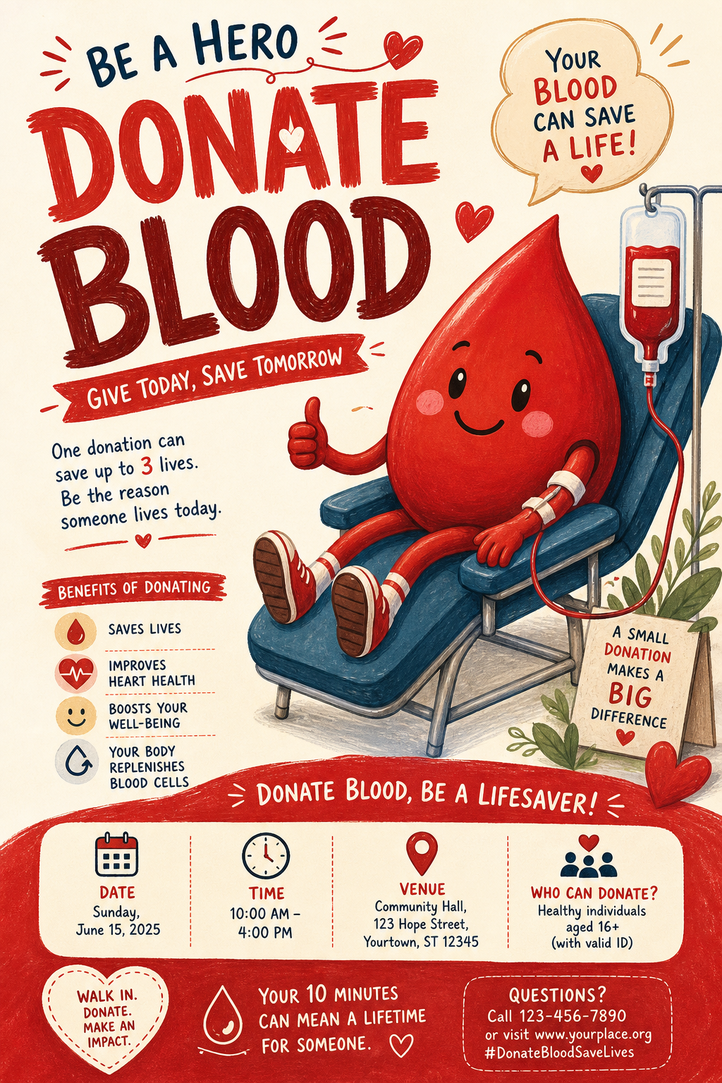 Blood Donation Flyer — illustration style flyer