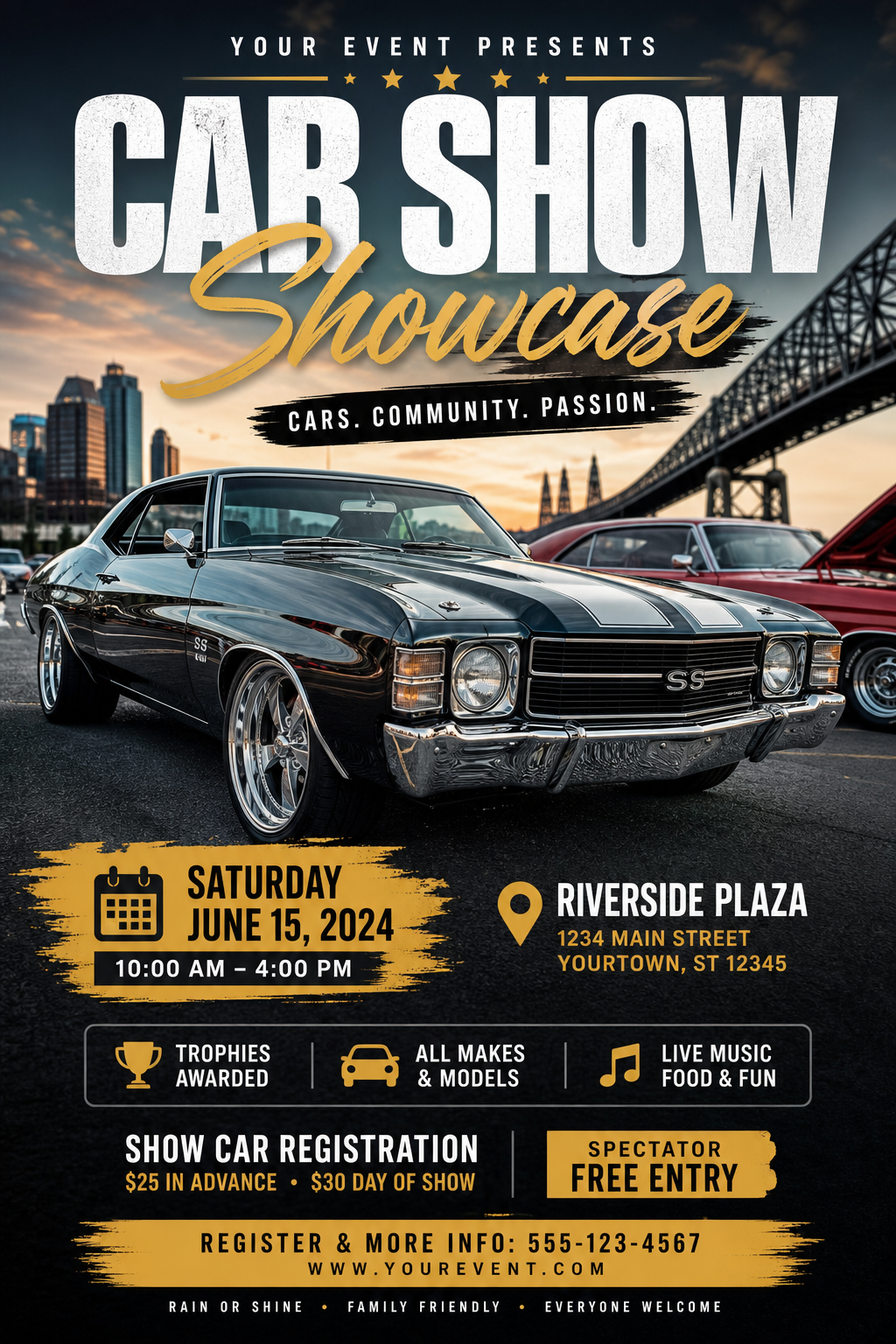 Car Show Flyer — photo-realistic style flyer