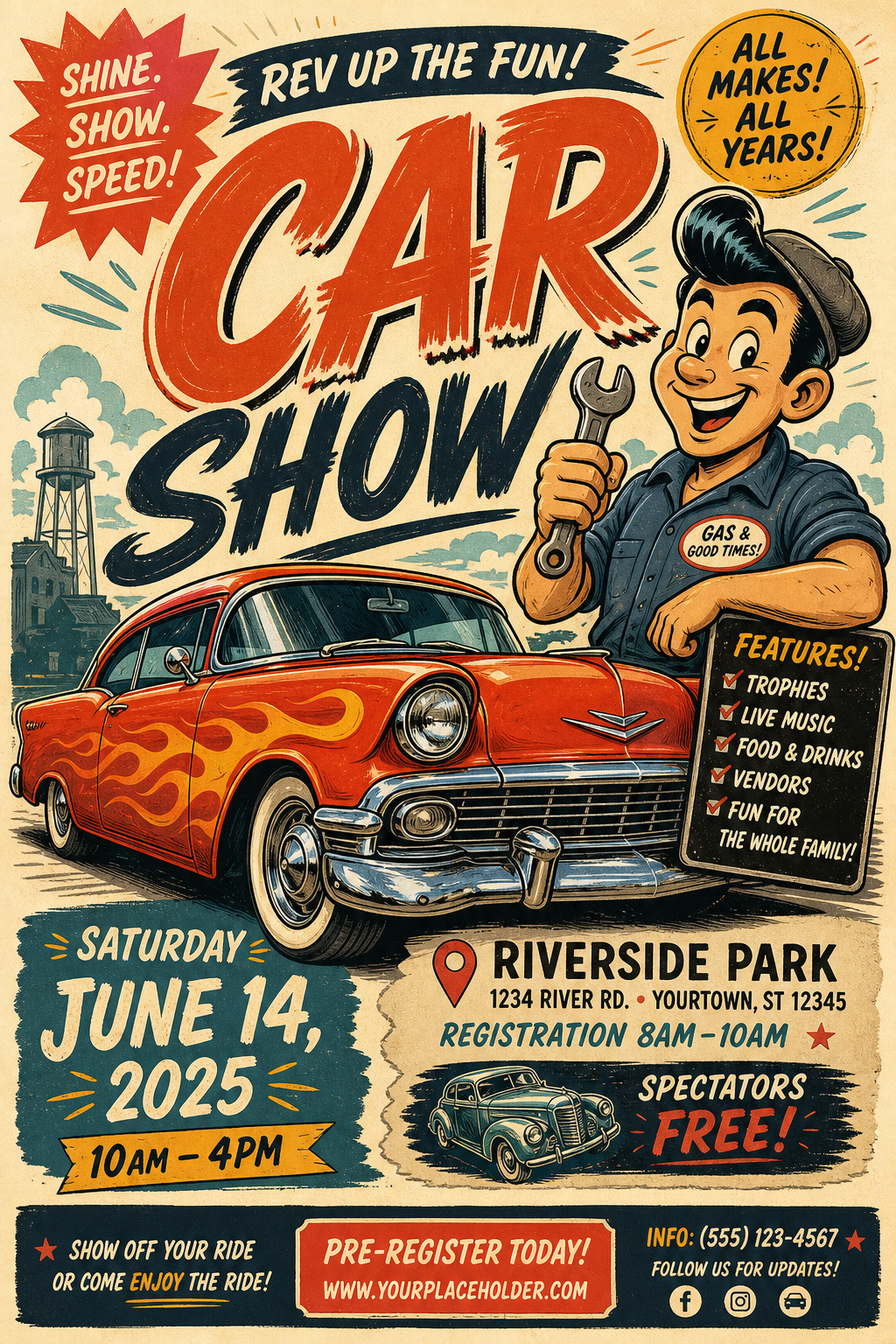 Car Show Flyer — illustration style flyer