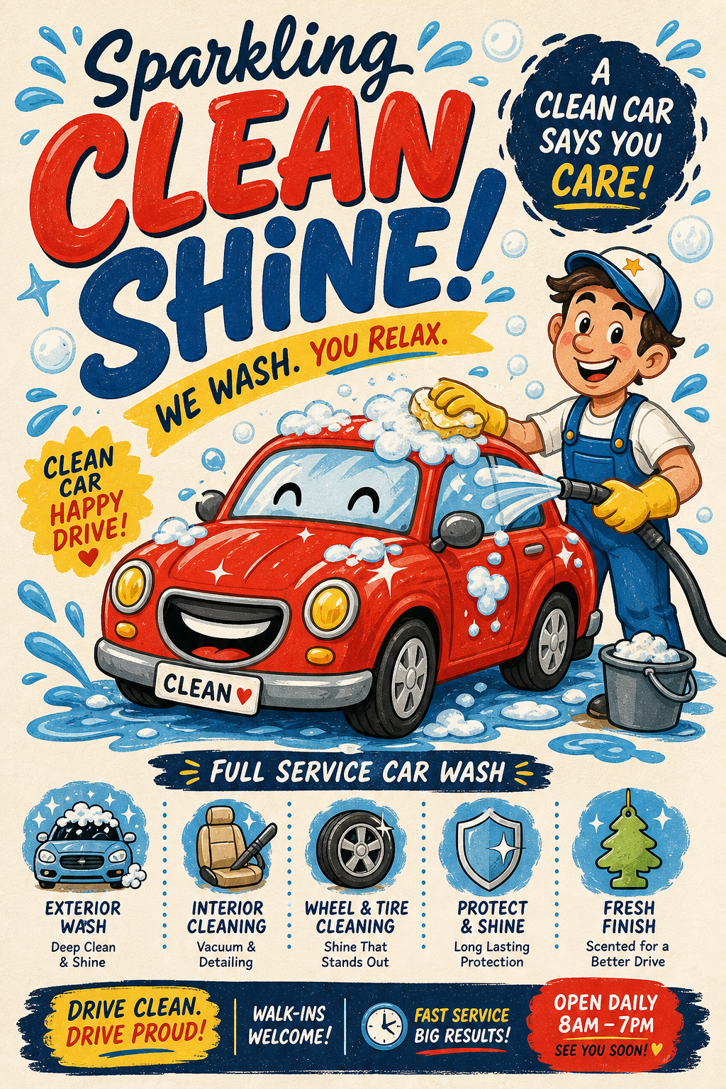 Car Wash Flyer — illustration style flyer