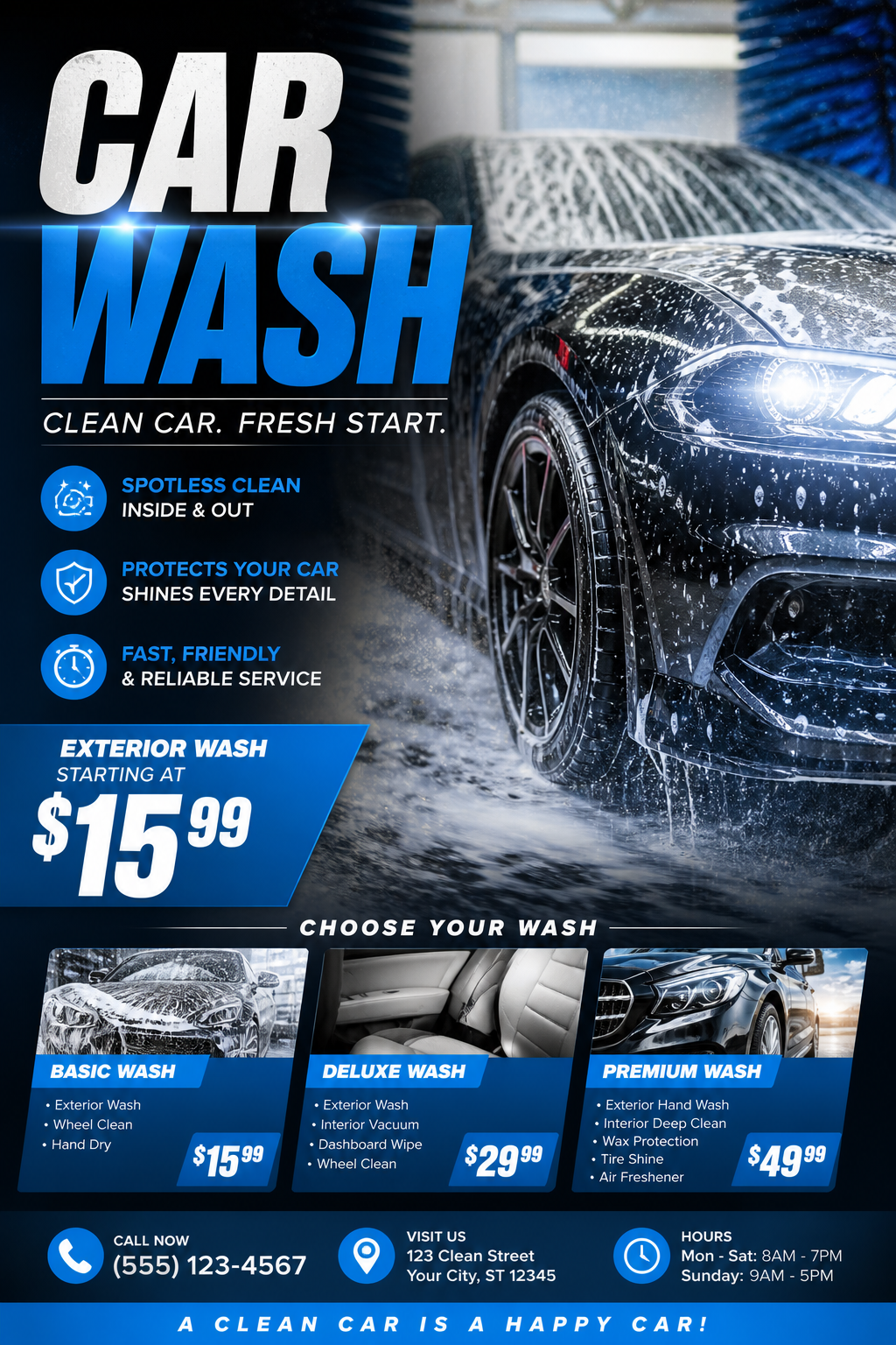 Car Wash Flyer — photo-realistic style flyer