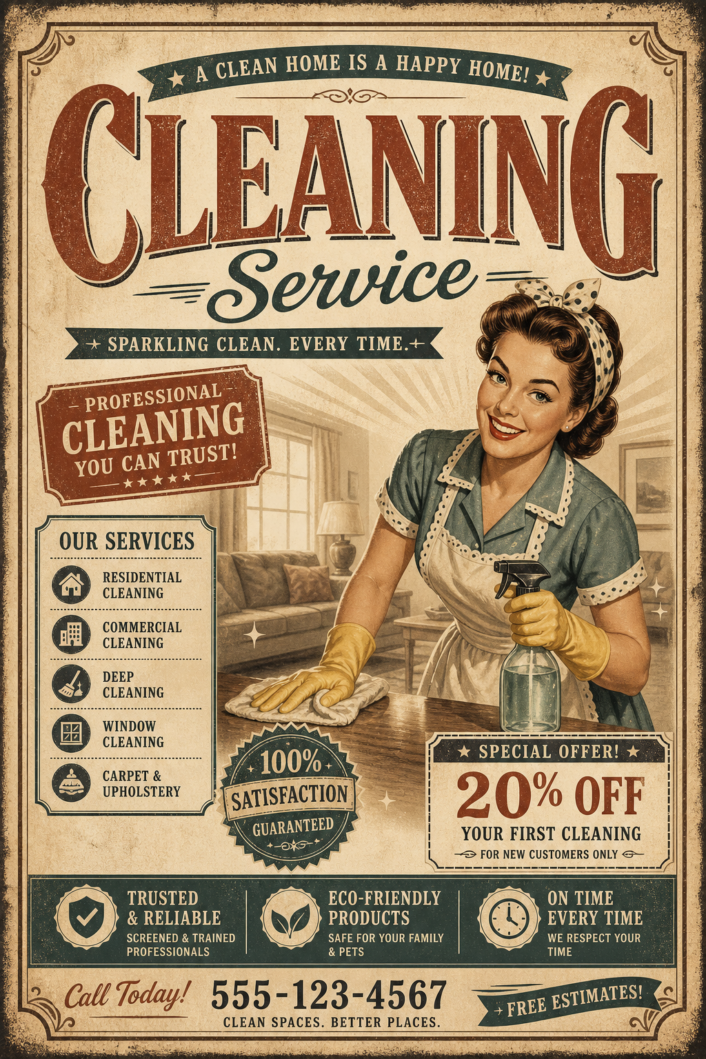 Cleaning Flyer — vintage style flyer