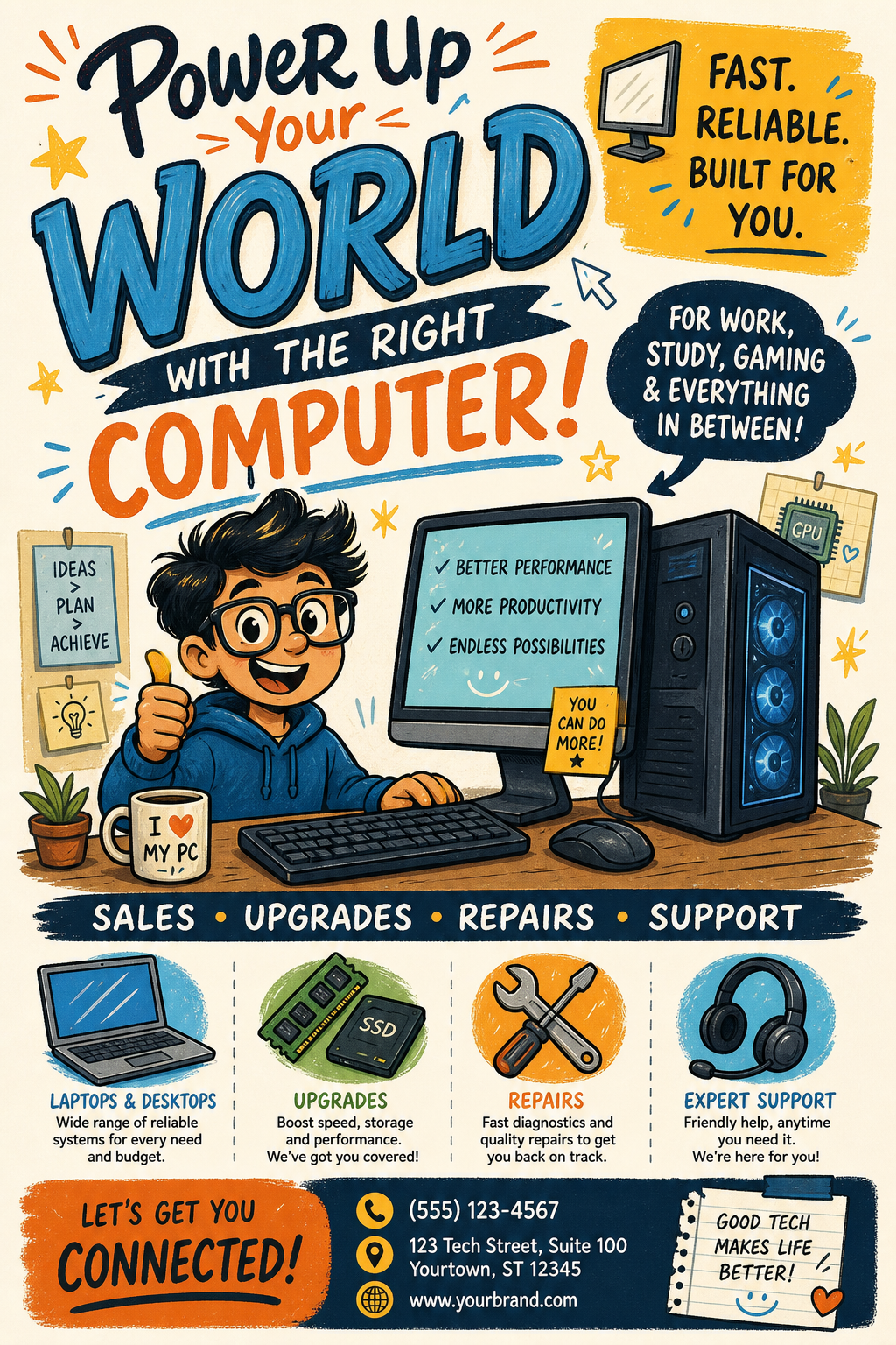 Computer Flyer — illustration style flyer
