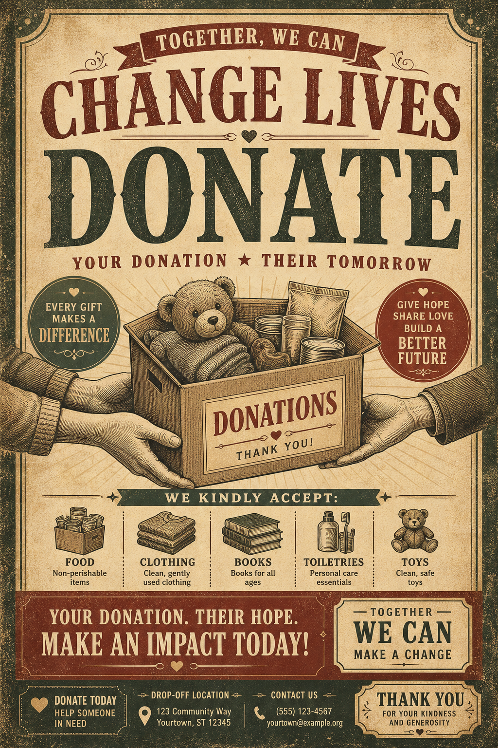 Donation Flyer — vintage style flyer