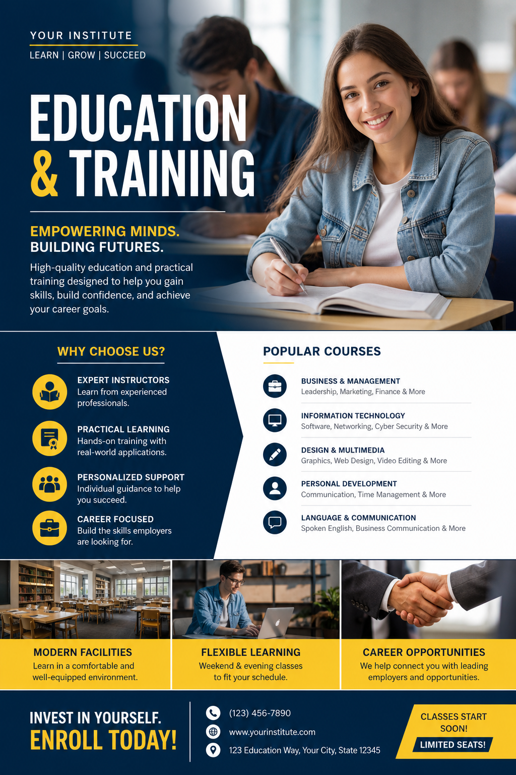 Education &amp; Training Flyer — photo-realistic style flyer