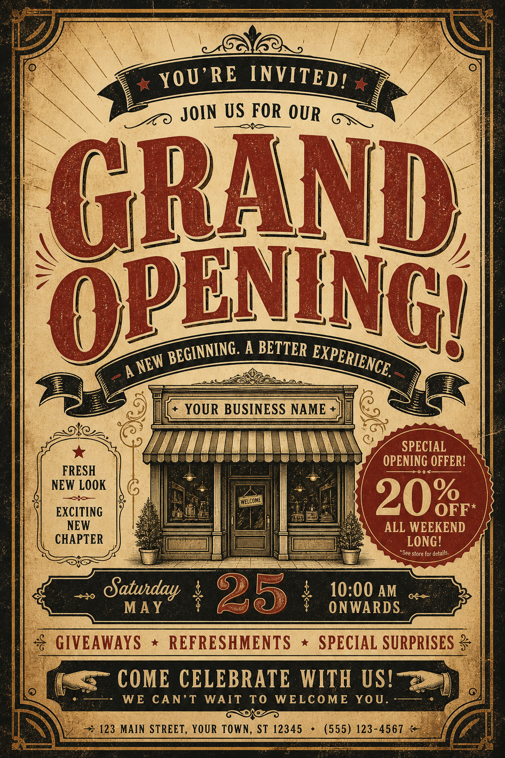 Grand Opening Flyer — vintage style flyer