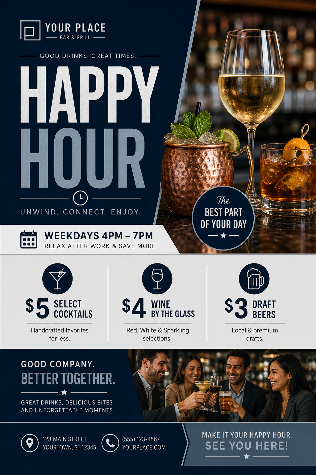 Happy Hour Flyer — corporate style flyer